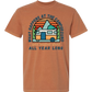 What Happens At The Campground - Comfort Colors - Heavyweight Unisex Tee - Yellows, Oranges, Reds