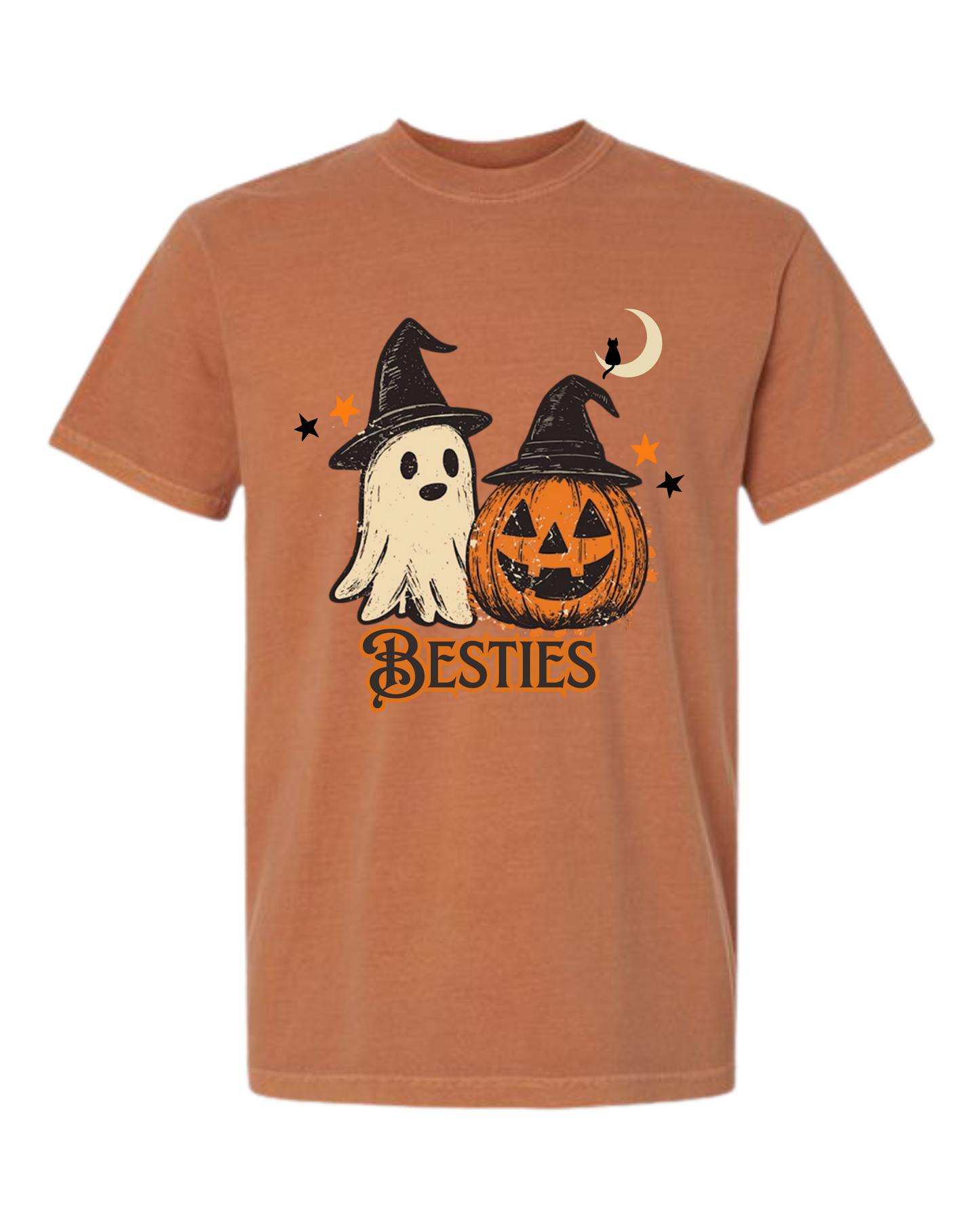 Halloween Besties - Comfort Colors - Heavyweight Unisex Tee - Yellows, Oranges, Reds