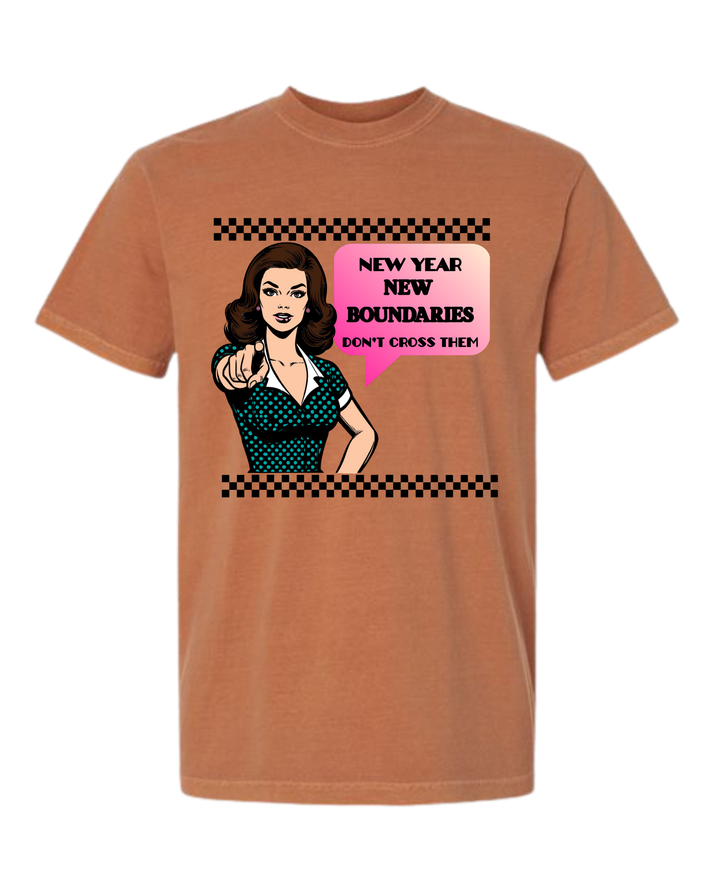 New Year New Boundaries - Comfort Colors - Heavyweight Unisex Tee - Yellows, Oranges, Reds