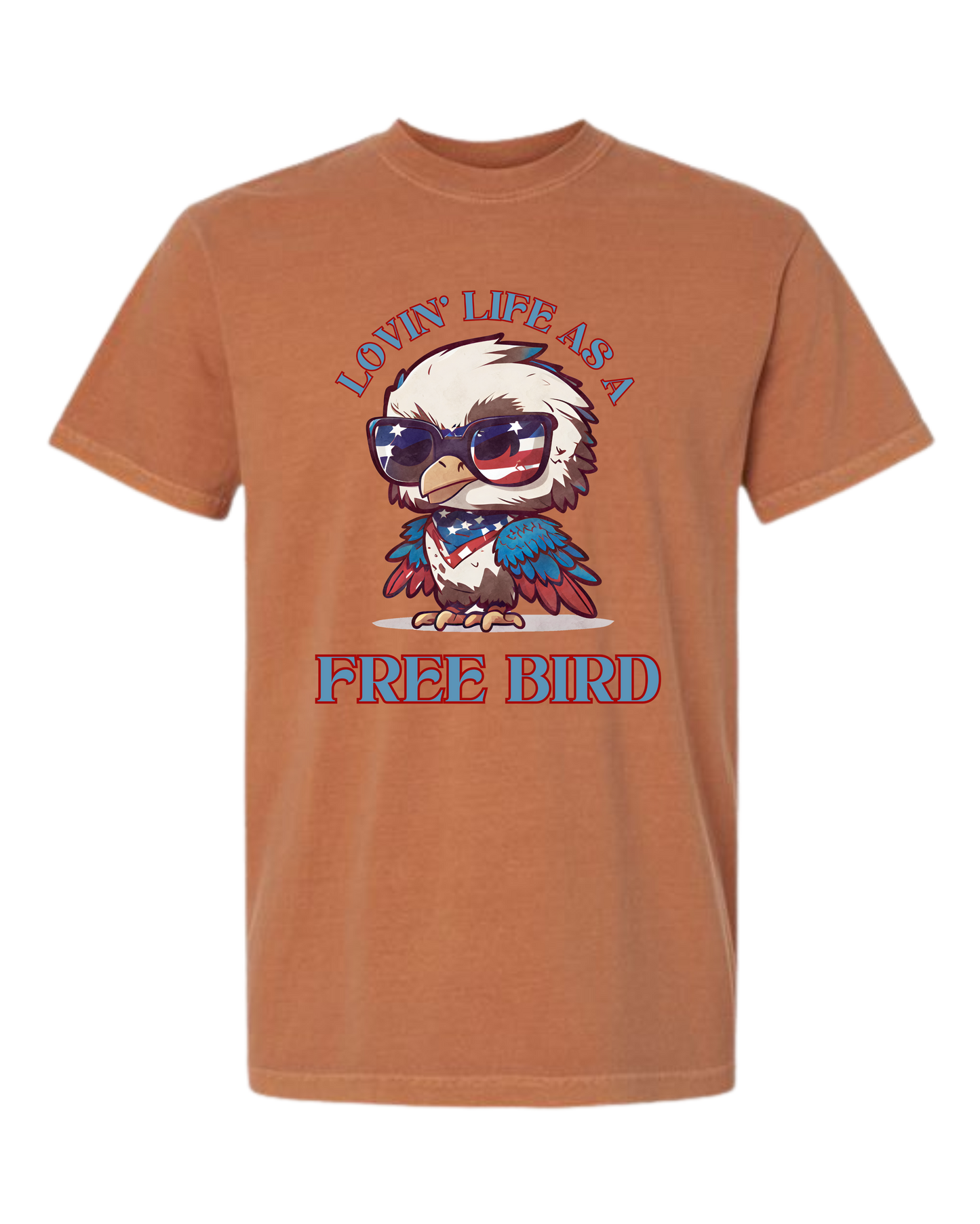Lovin' Life as a Free Bird - Comfort Colors - Heavyweight Unisex Tee - Yellows, Oranges, Reds