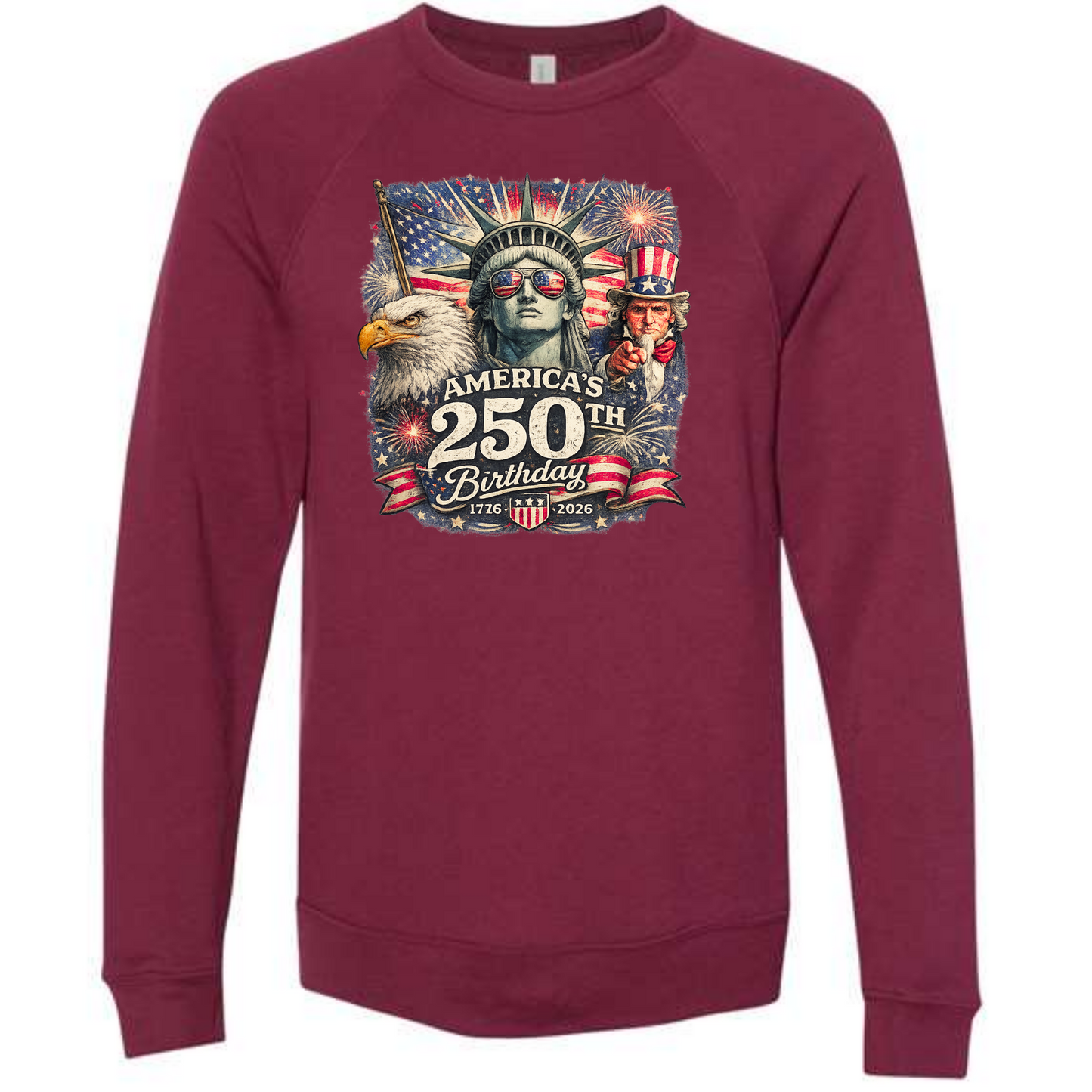 America's 250th Birthday - Sponge Fleece Raglan Sweatshirt - Assorted Colors
