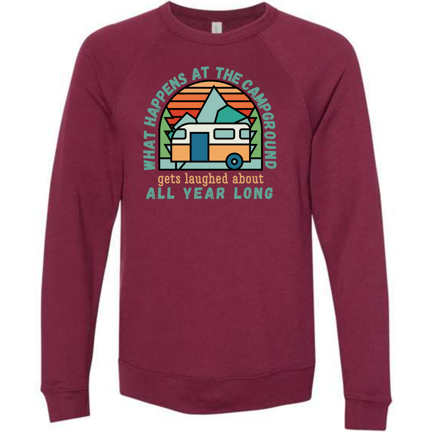 What Happens At The Campground - Sponge Fleece Raglan Sweatshirt - Assorted Colors