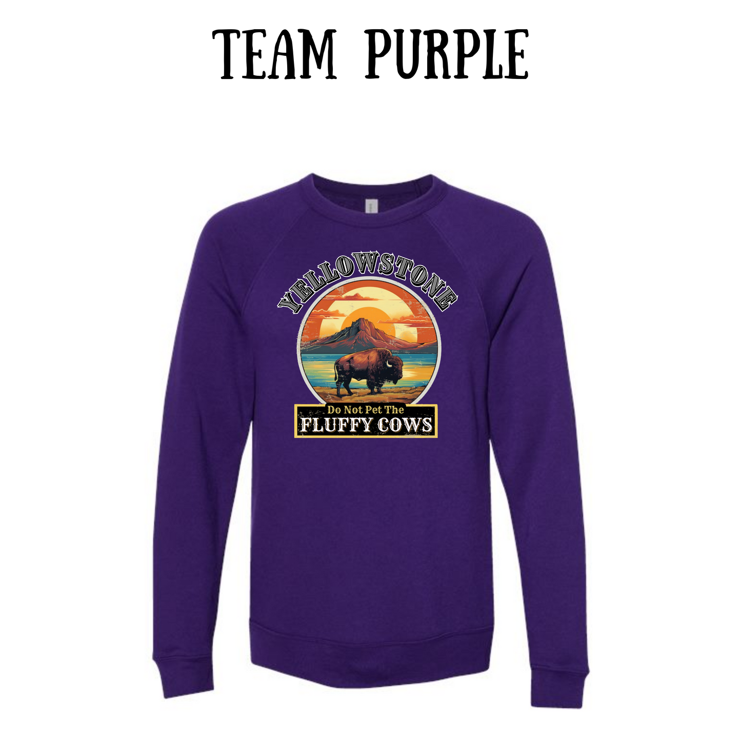 CP - Yellowstone: Fluffy Cows - Sponge Fleece Raglan Sweatshirt - Blues, Purples