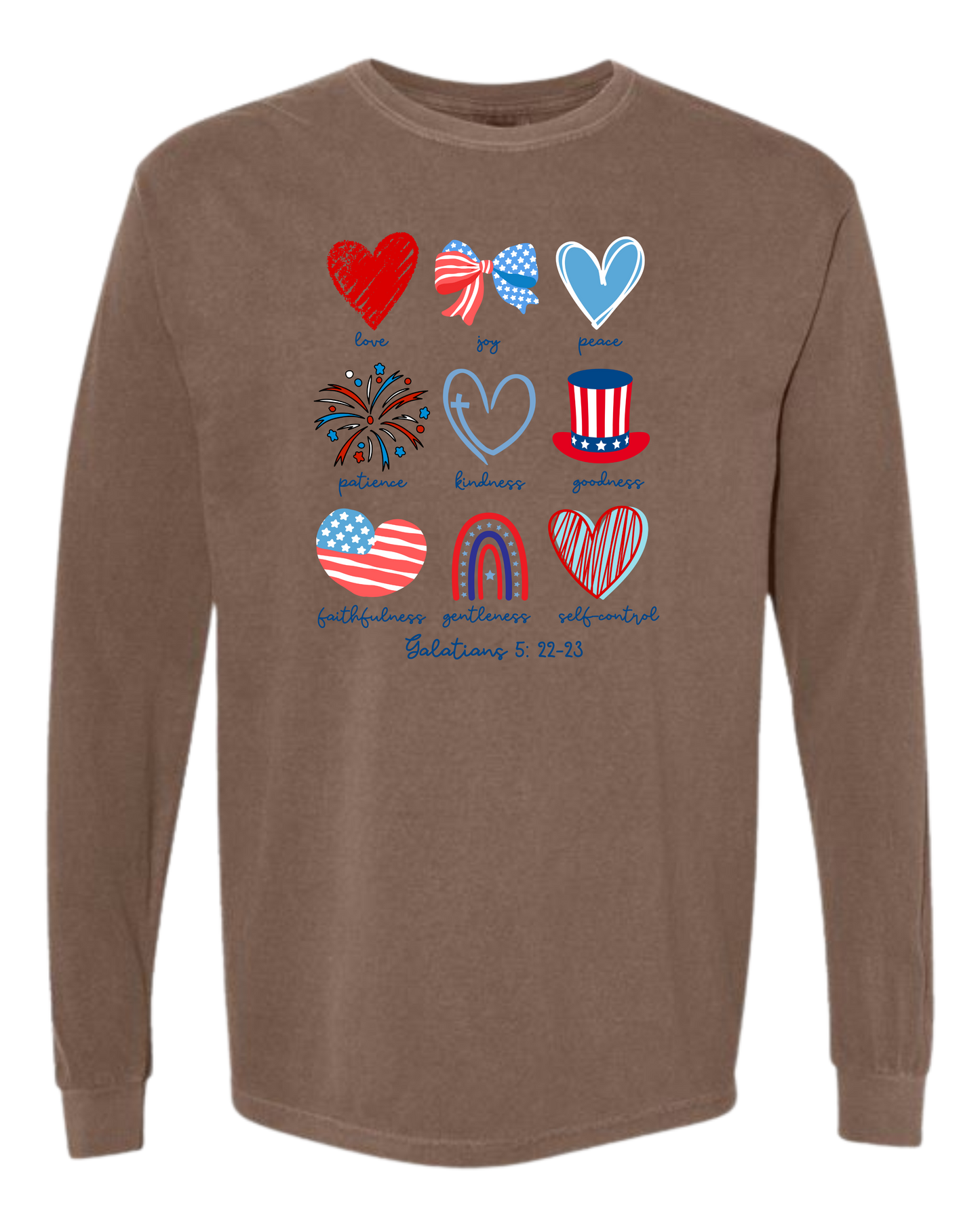Galatians 5 - Patriotic - Comfort Colors - Heavyweight Long Sleeve Tee - Neutral Colors