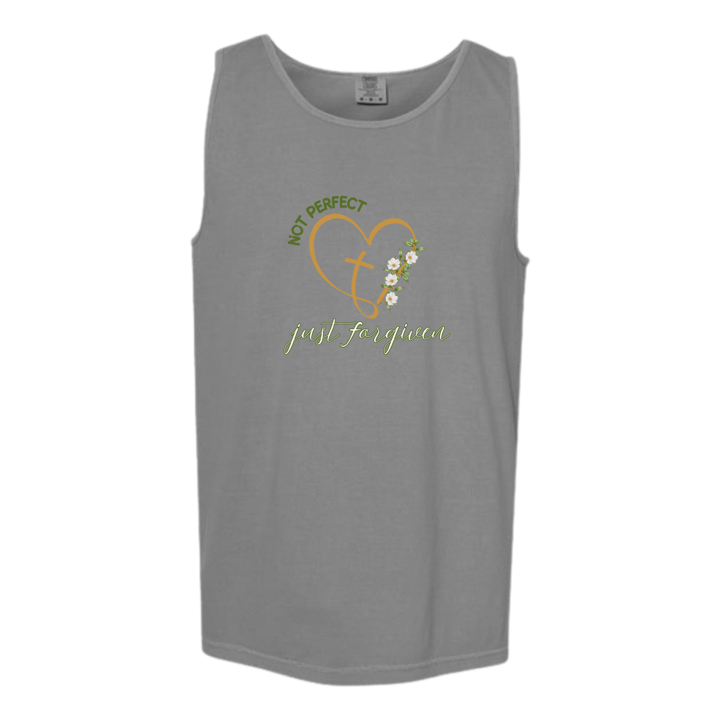 Not Perfect Just Forgiven - Comfort Colors - Unisex Tank - Neutral Colors & Blues