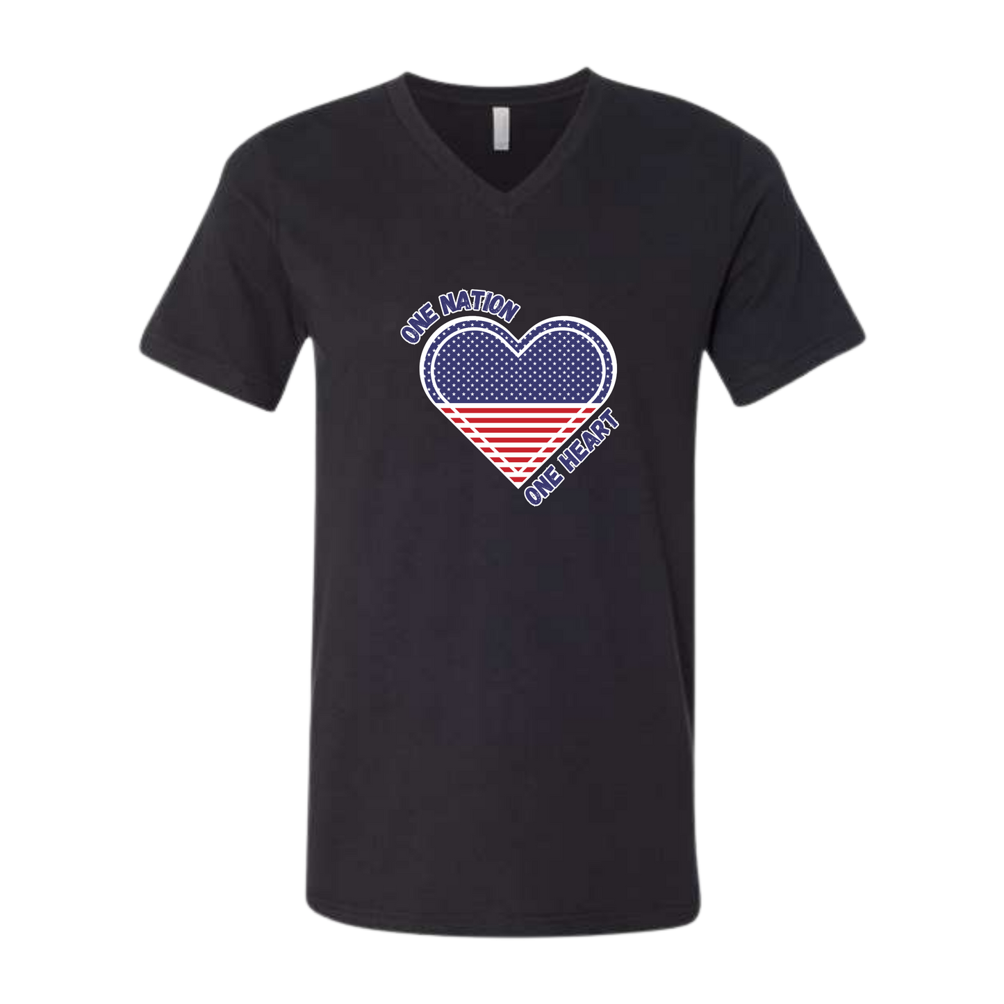 One Nation One Heart - Bella+Canvas - Unisex V-Neck - Neutral Colors