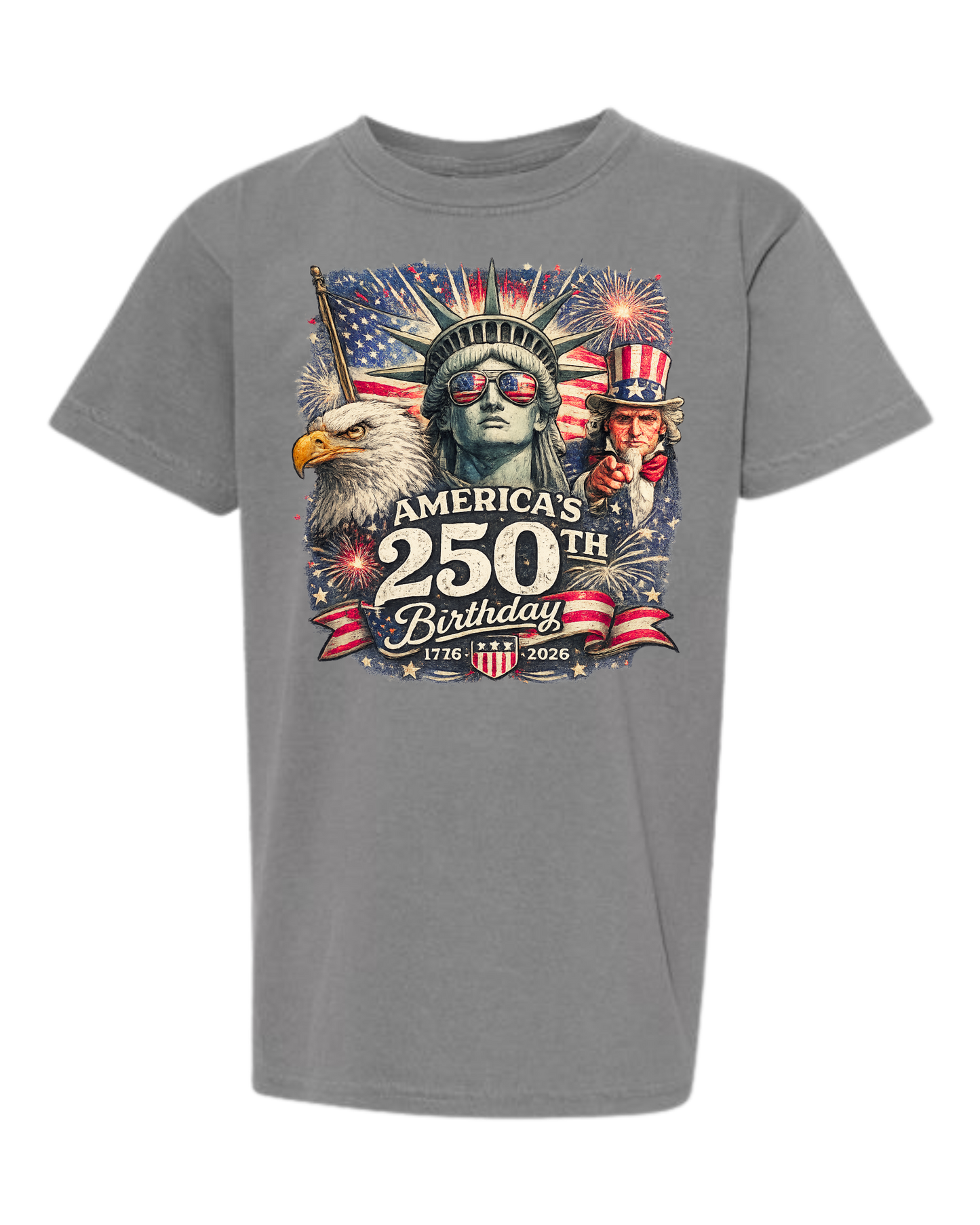 America's 250th Birthday - Comfort Colors - Heavyweight Youth Tee - Neutral Colors & Blues
