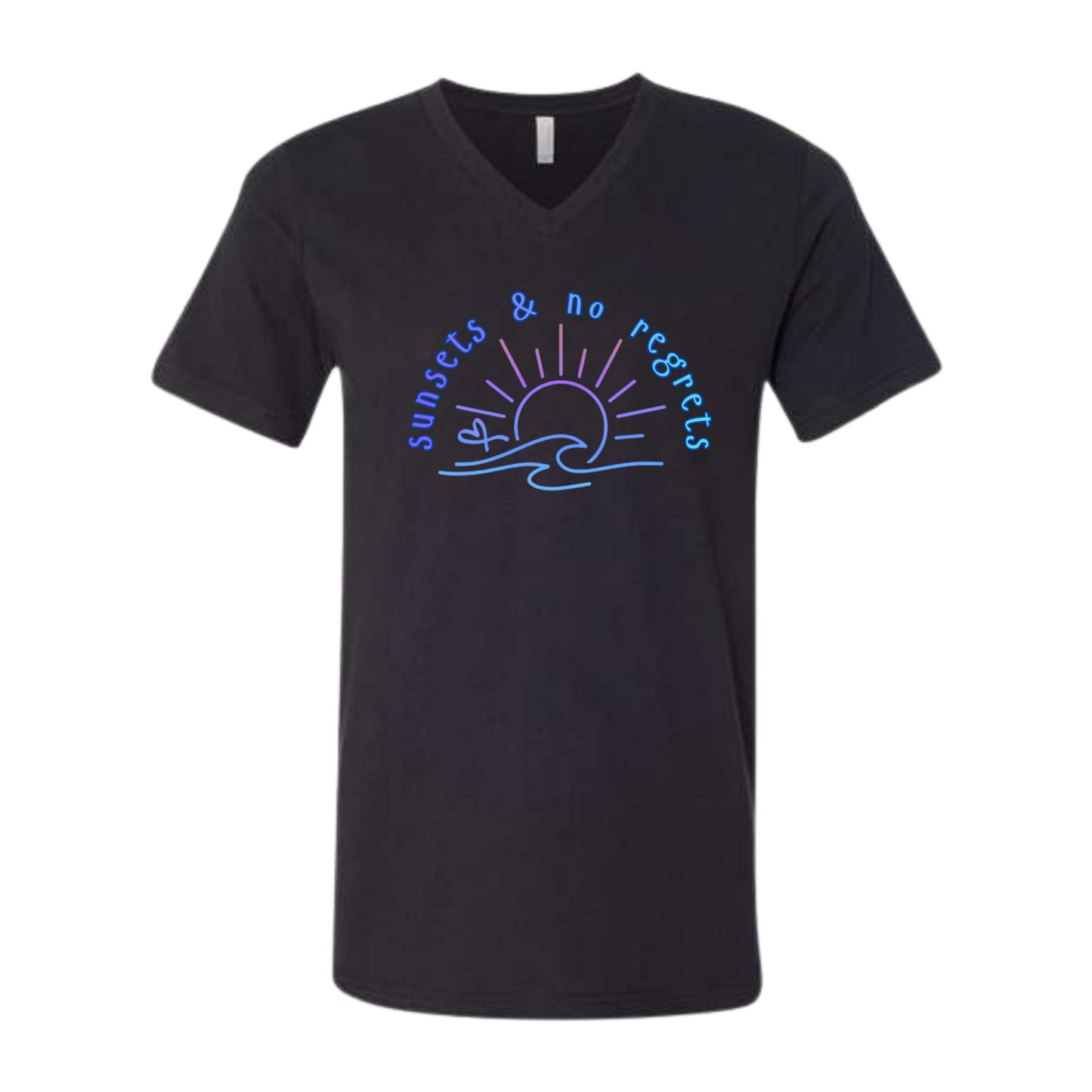 Sunsets & No Regrets - Bella+Canvas - Unisex V-Neck - Neutral Colors