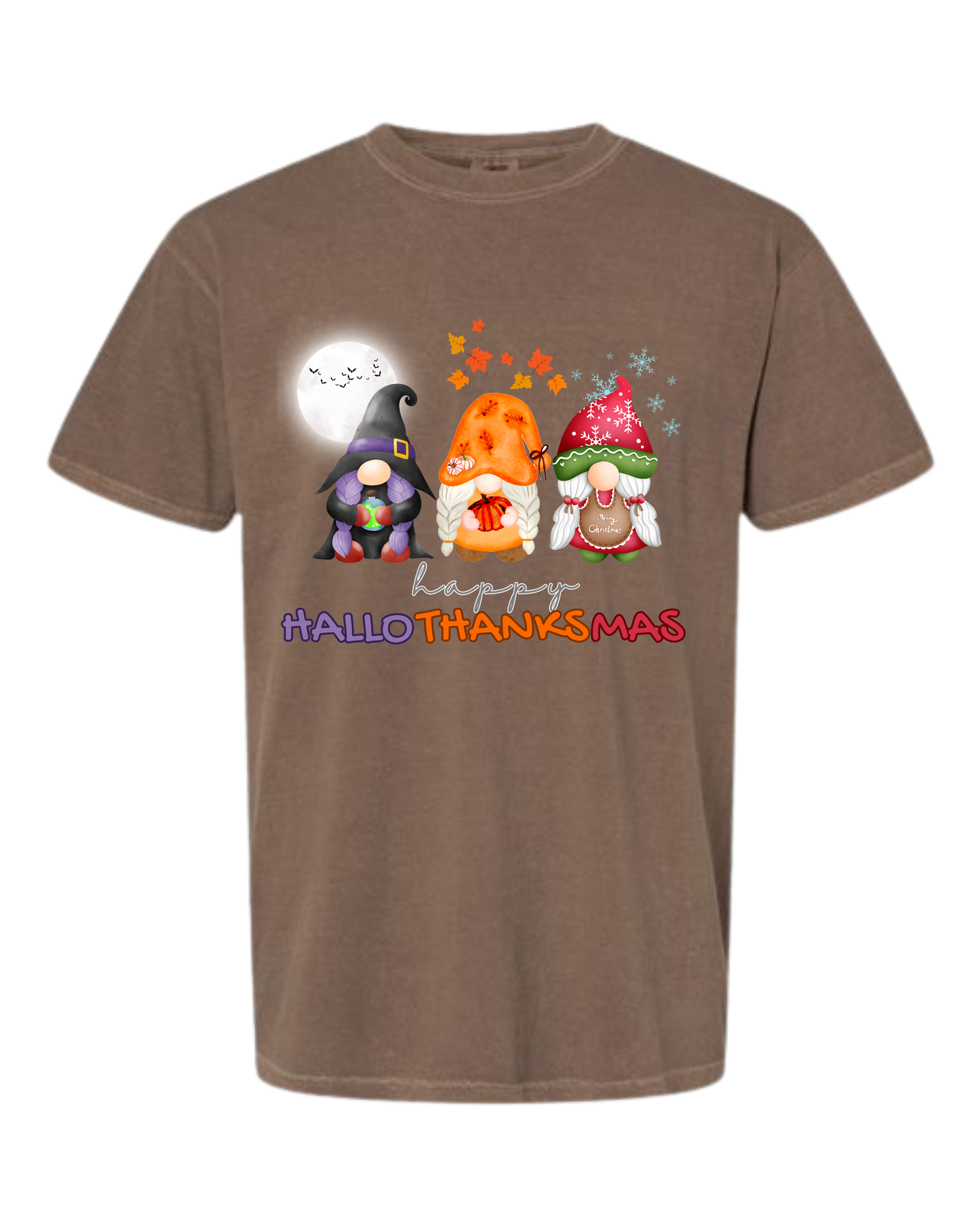 Happy HalloThanksMas Gnomes- Comfort Colors - Heavyweight Unisex Tee - Neutrals