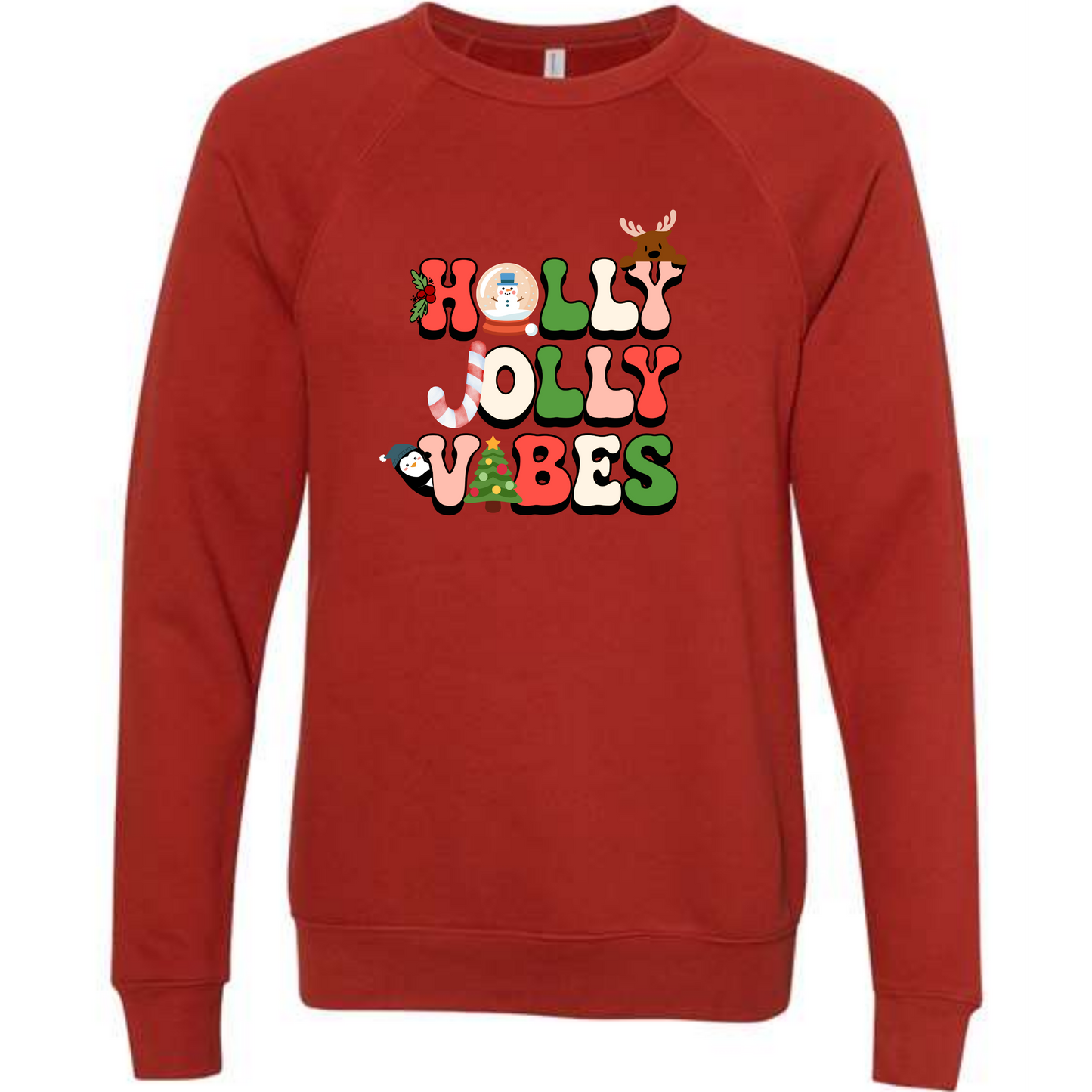 Holly Jolly Vibes - Sponge Fleece Raglan Sweatshirt - Assorted Colors