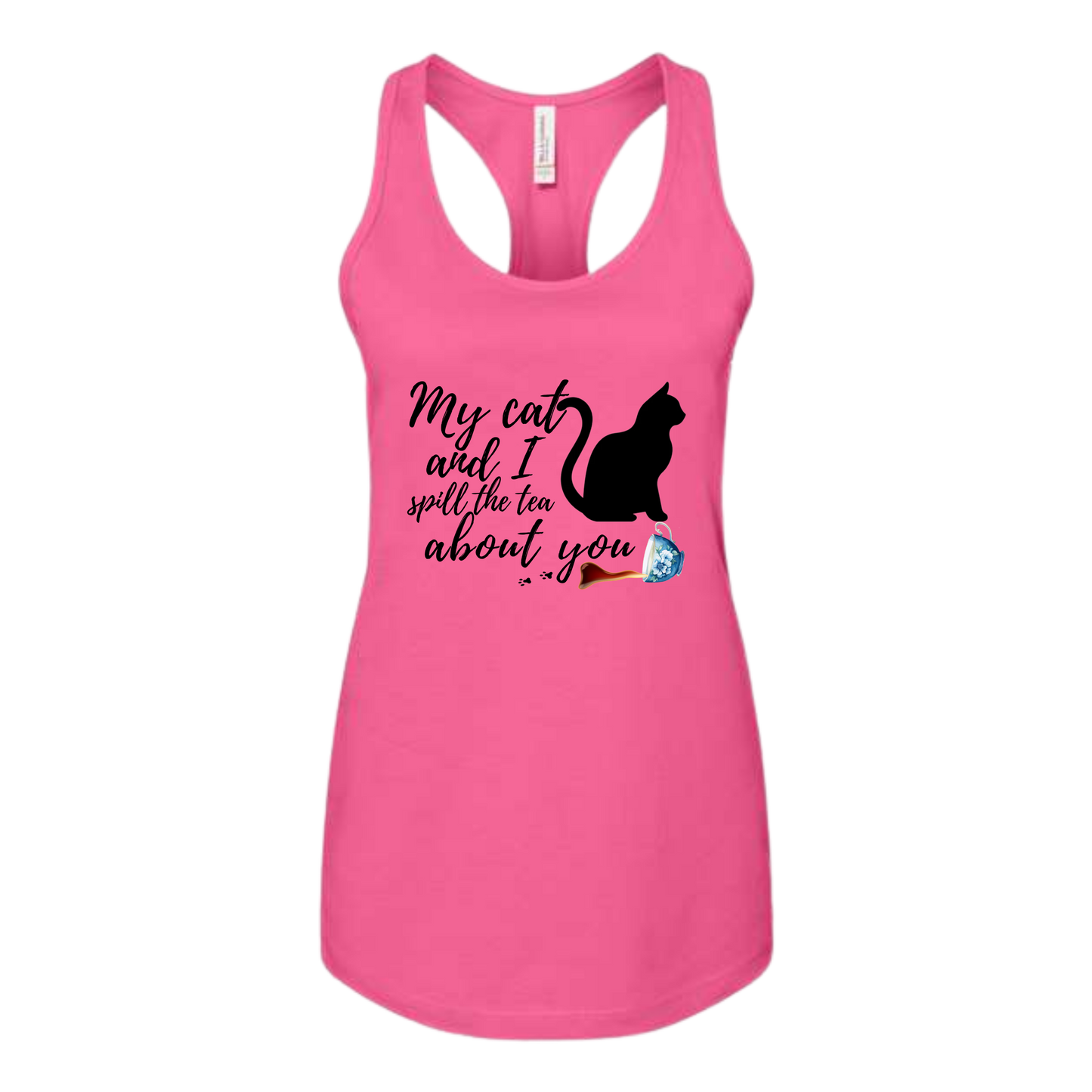 My Cat and I spill the tea about you - Bella+Canvas - Women's Jersey Racerback Tank