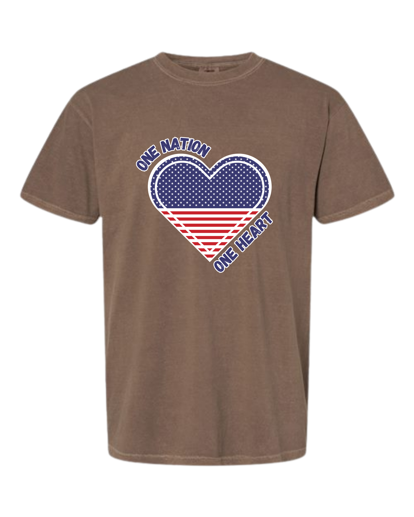 One Nation One Heart - Comfort Colors - Heavyweight Unisex Tee - Neutral Colors