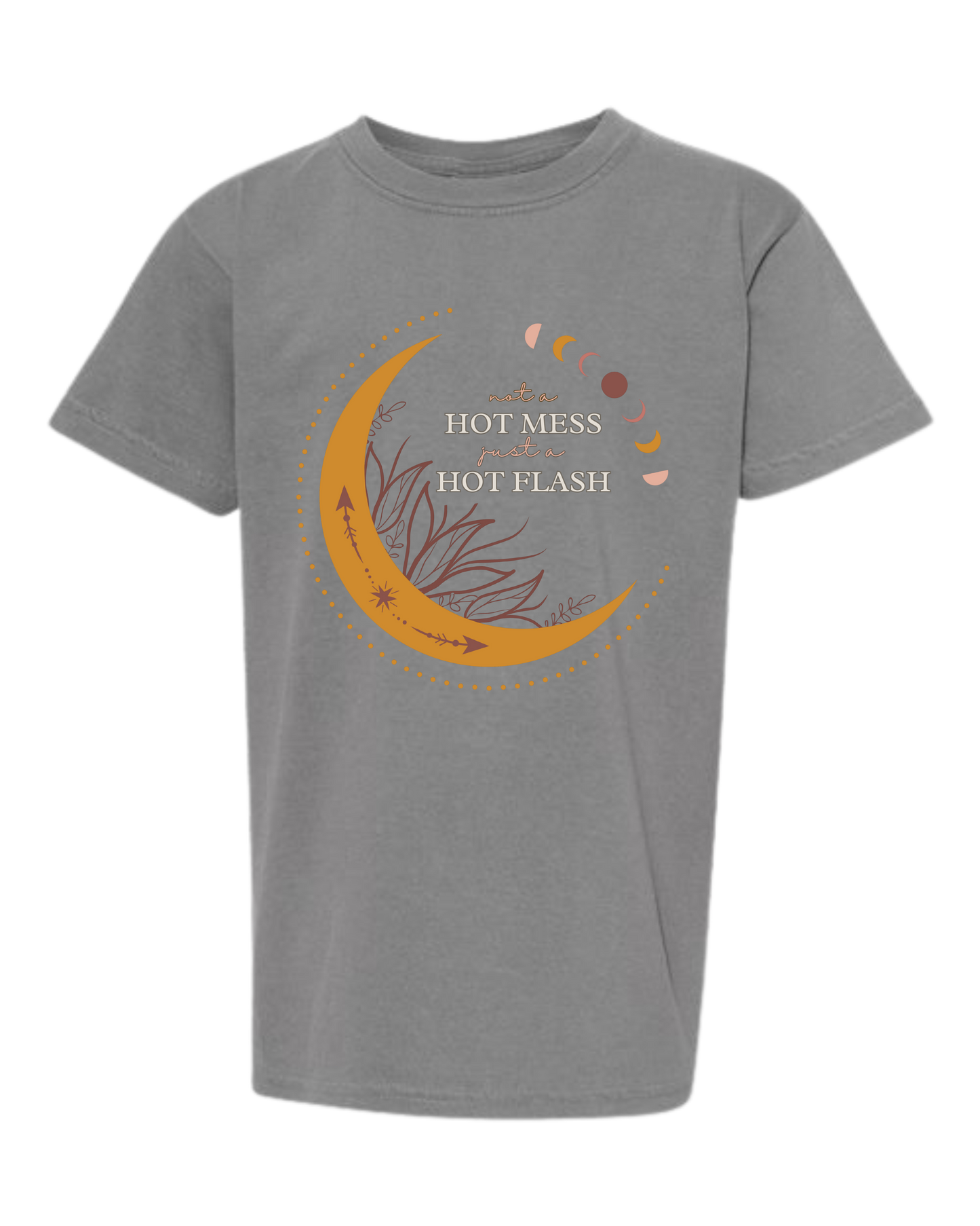 Not A Hot Mess Just A Hot Flash - Comfort Colors - Heavyweight Youth Tee - Neutral Colors & Blues