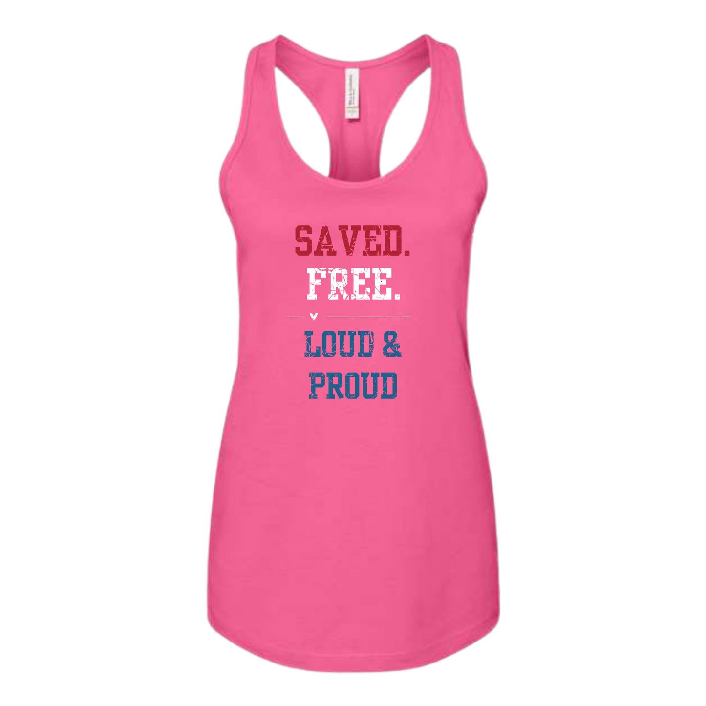 Saved. Free. Loud & Proud - Bella+Canvas - Women's Jersey Racerback Tank