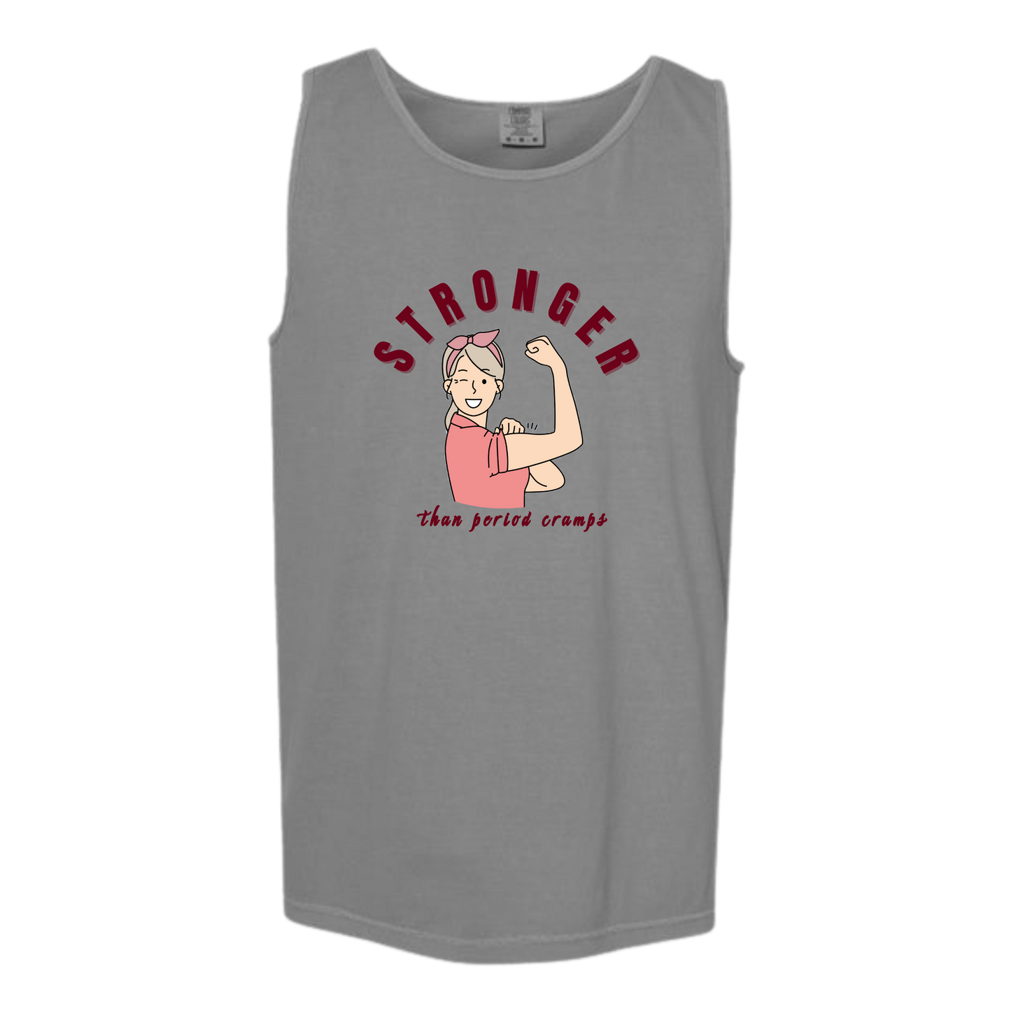 Stronger Than Period Cramps - Comfort Colors - Unisex Tank - Neutral Colors & Blues