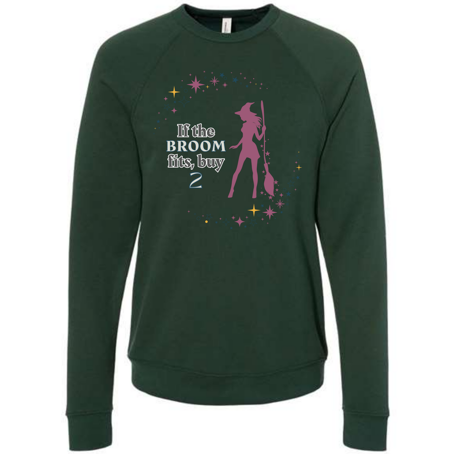 If The Broom Fits - Sponge Fleece Raglan Sweatshirt - Greens, Neutrals