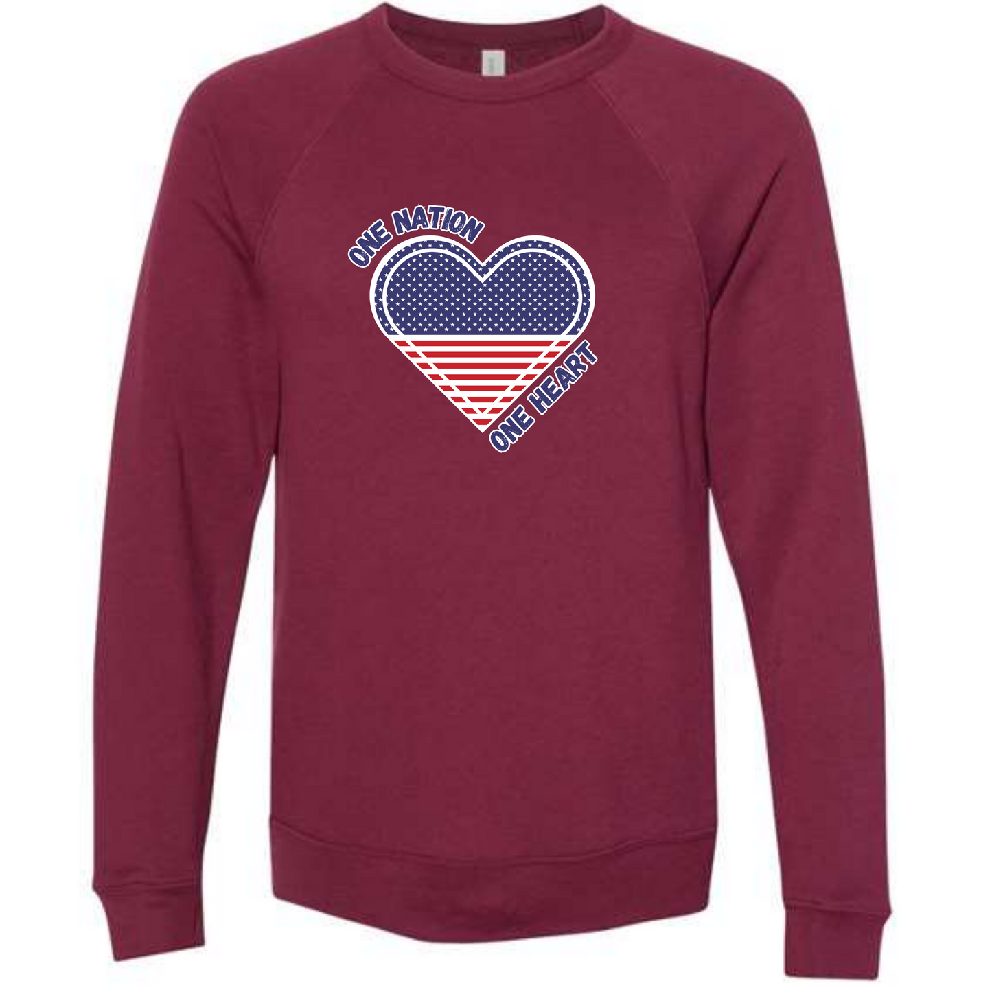 One Nation One Heart - Sponge Fleece Raglan Sweatshirt - Assorted Colors