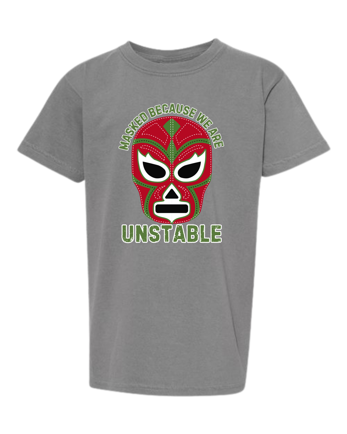 Masked Because We Are Unstable - Comfort Colors - Heavyweight Youth Tee - Neutral Colors & Blues