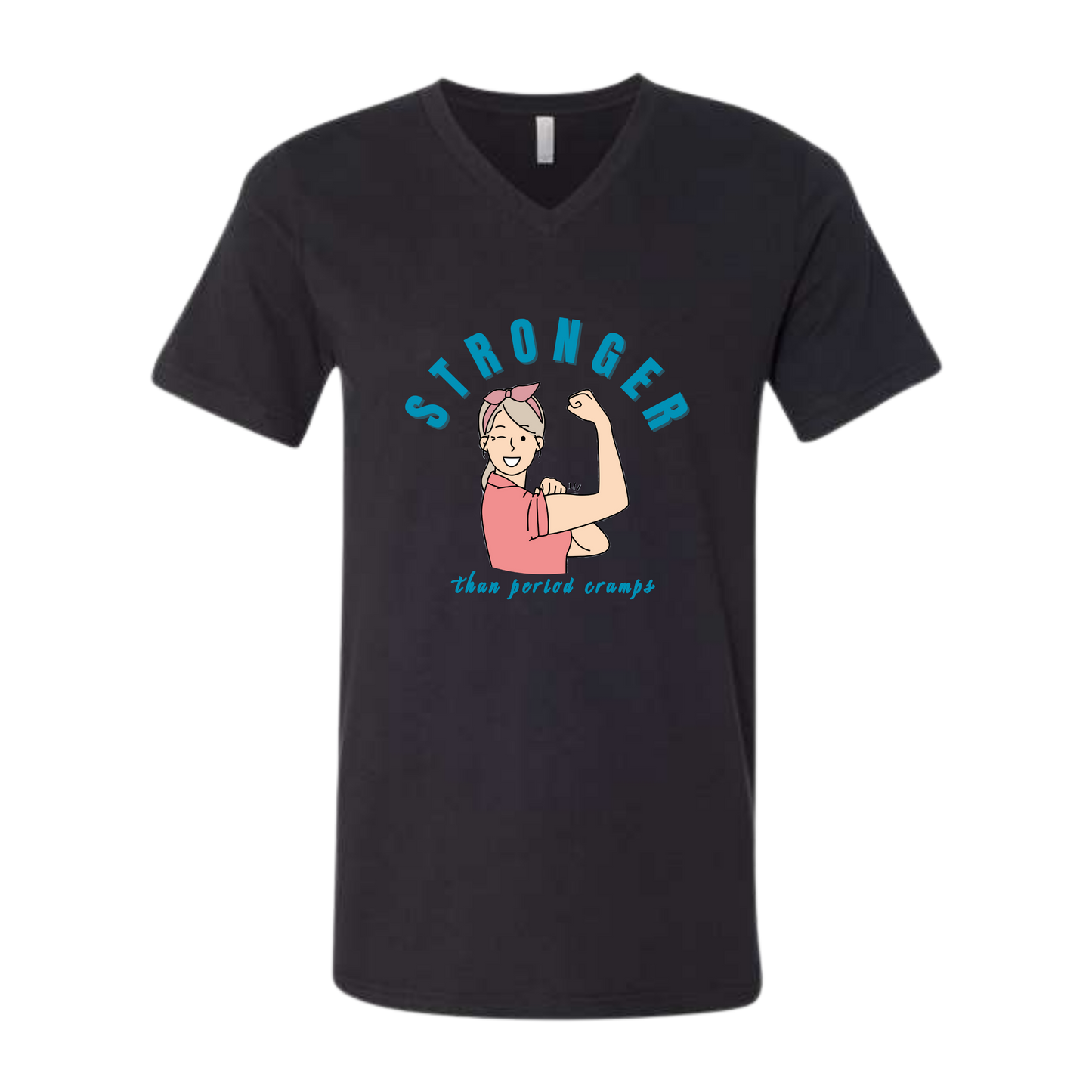Stronger Than Period Cramps - Bella+Canvas - Unisex V-Neck - Neutral Colors