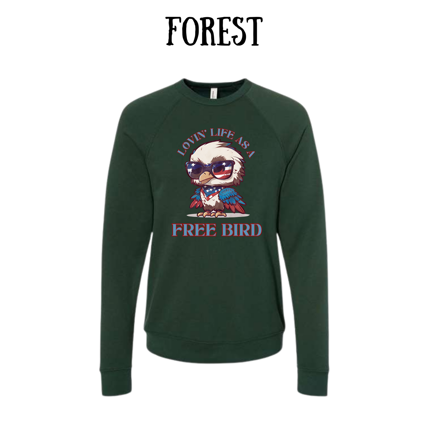 PP - Lovin' Life As A Free Bird - Sponge Fleece Raglan Sweatshirt - Greens, Neutrals
