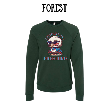 PP - Lovin' Life As A Free Bird - Sponge Fleece Raglan Sweatshirt - Greens, Neutrals