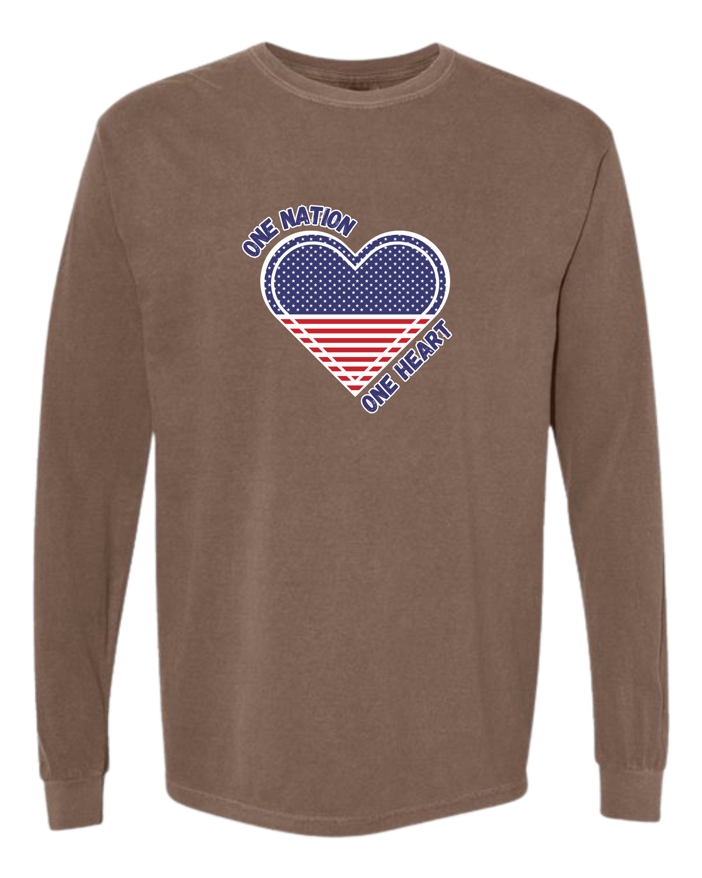 One Nation One Heart - Comfort Colors - Heavyweight Long Sleeve Tee - Neutral Colors