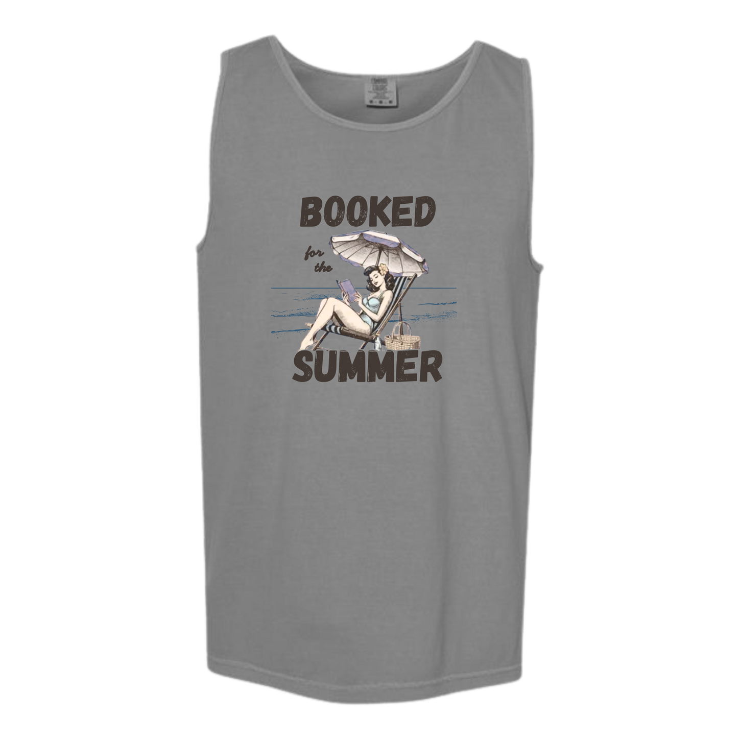 Booked for the Summer - Comfort Colors - Unisex Tank - Neutral Colors & Blues