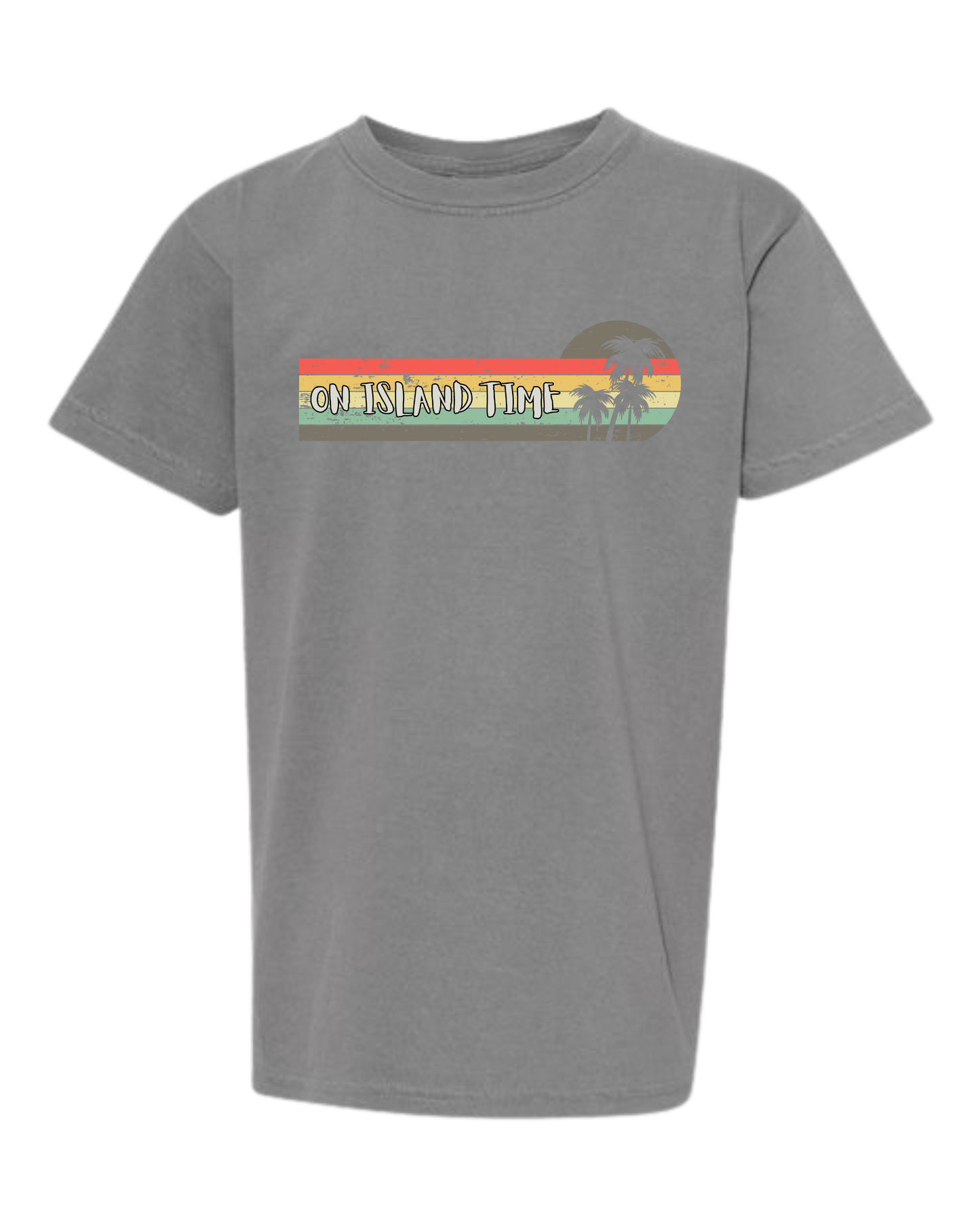 On Island Time - Comfort Colors - Heavyweight Youth Tee - Neutral Colors & Blues
