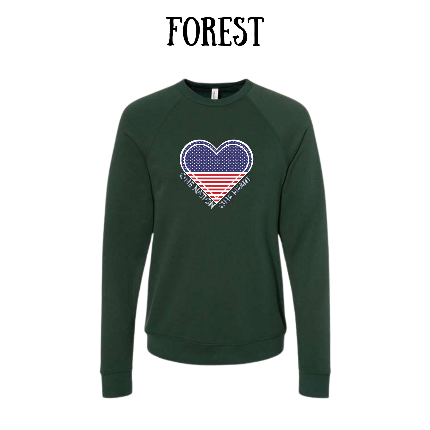 PP - One Nation One Heart - Sponge Fleece Raglan Sweatshirt - Greens, Neutrals