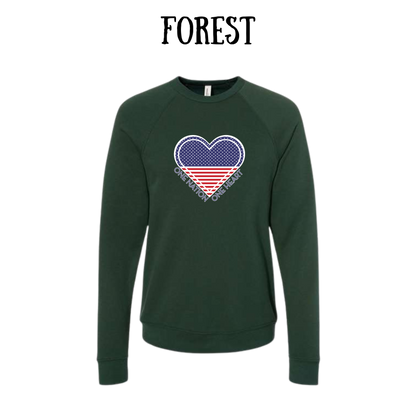 PP - One Nation One Heart - Sponge Fleece Raglan Sweatshirt - Greens, Neutrals