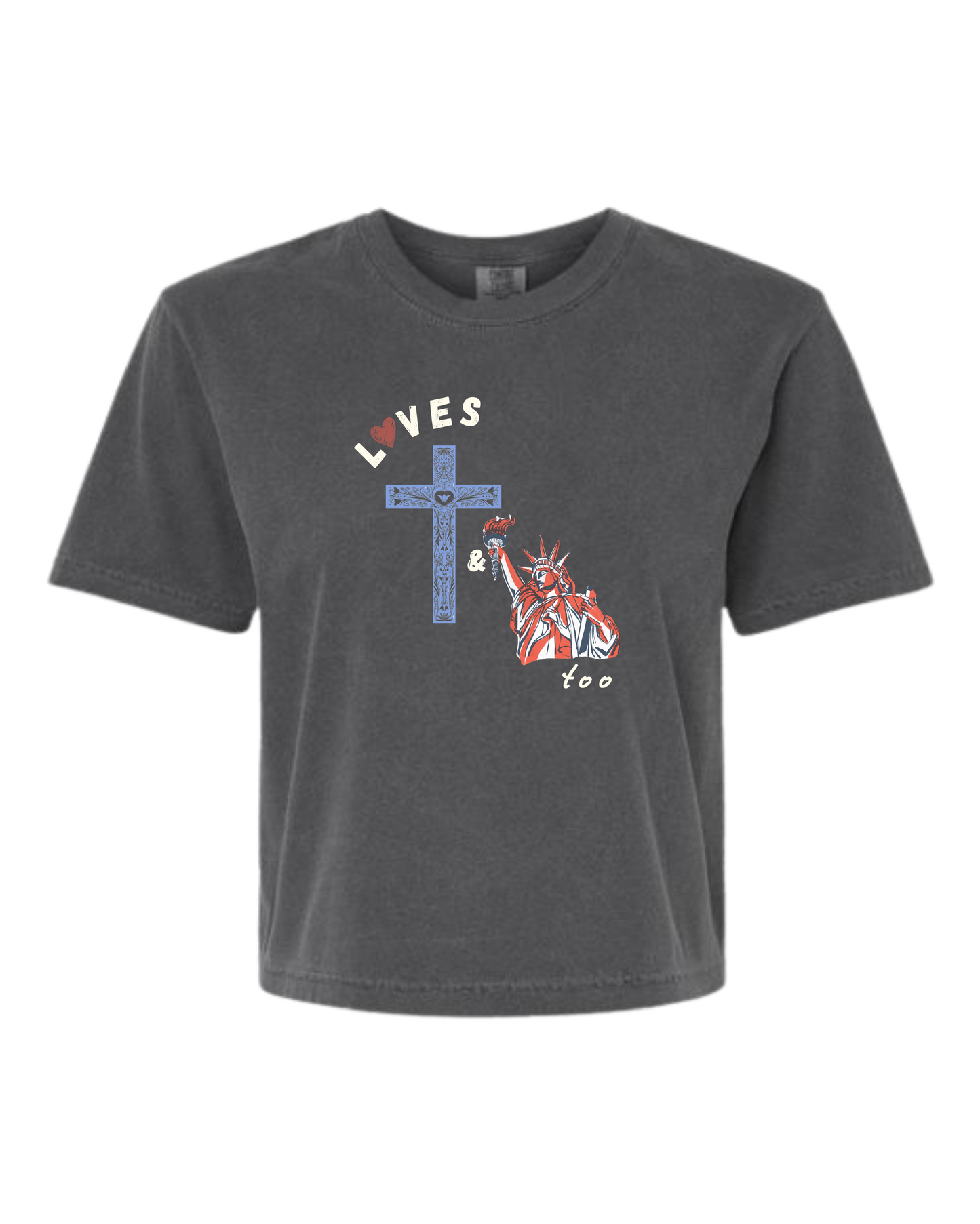 Loves Jesus & America too - Comfort Colors - Boxy T - Assorted Colors