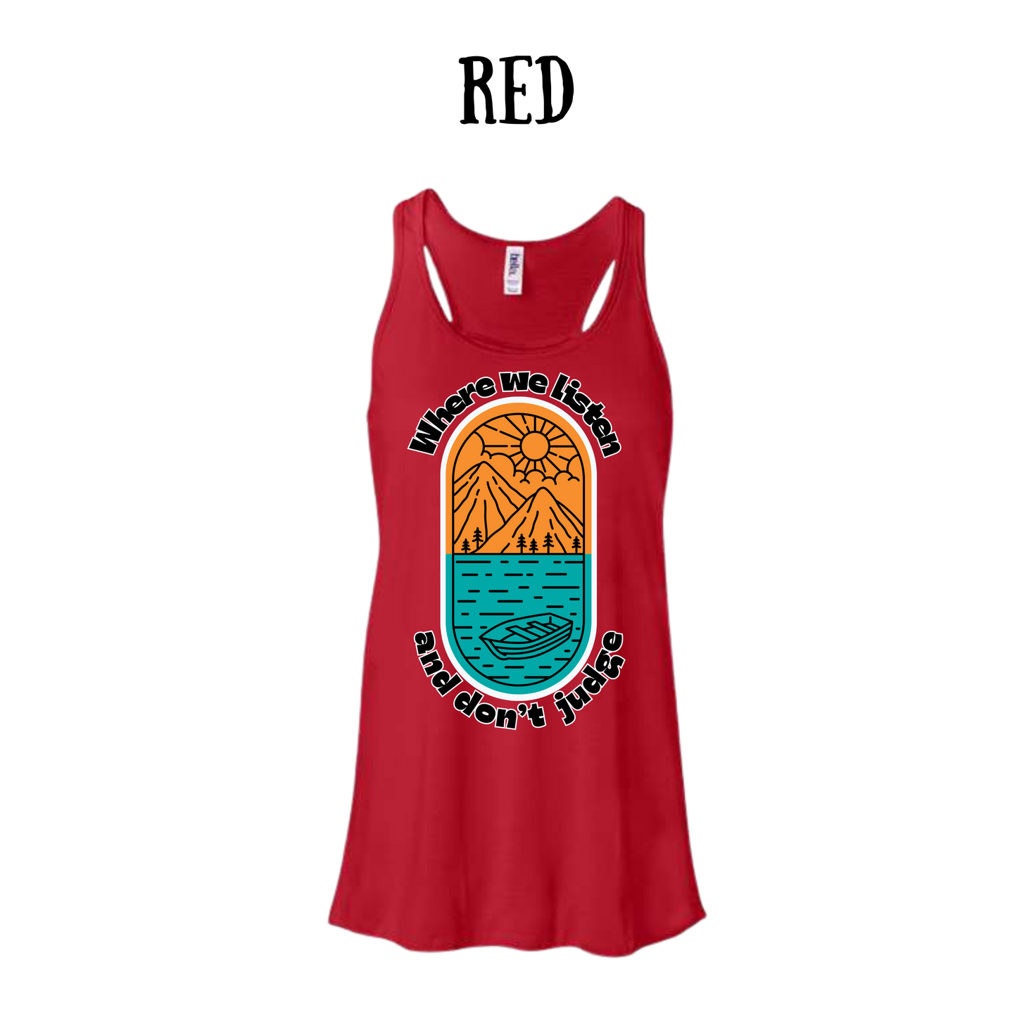 CP - Where We Listen and Don't Judge - Women's Flowy Racerback Tank