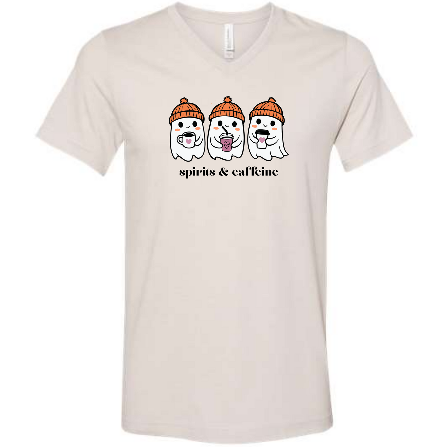 Spirits & Caffeine - Unisex V-Neck - Neutral Colors