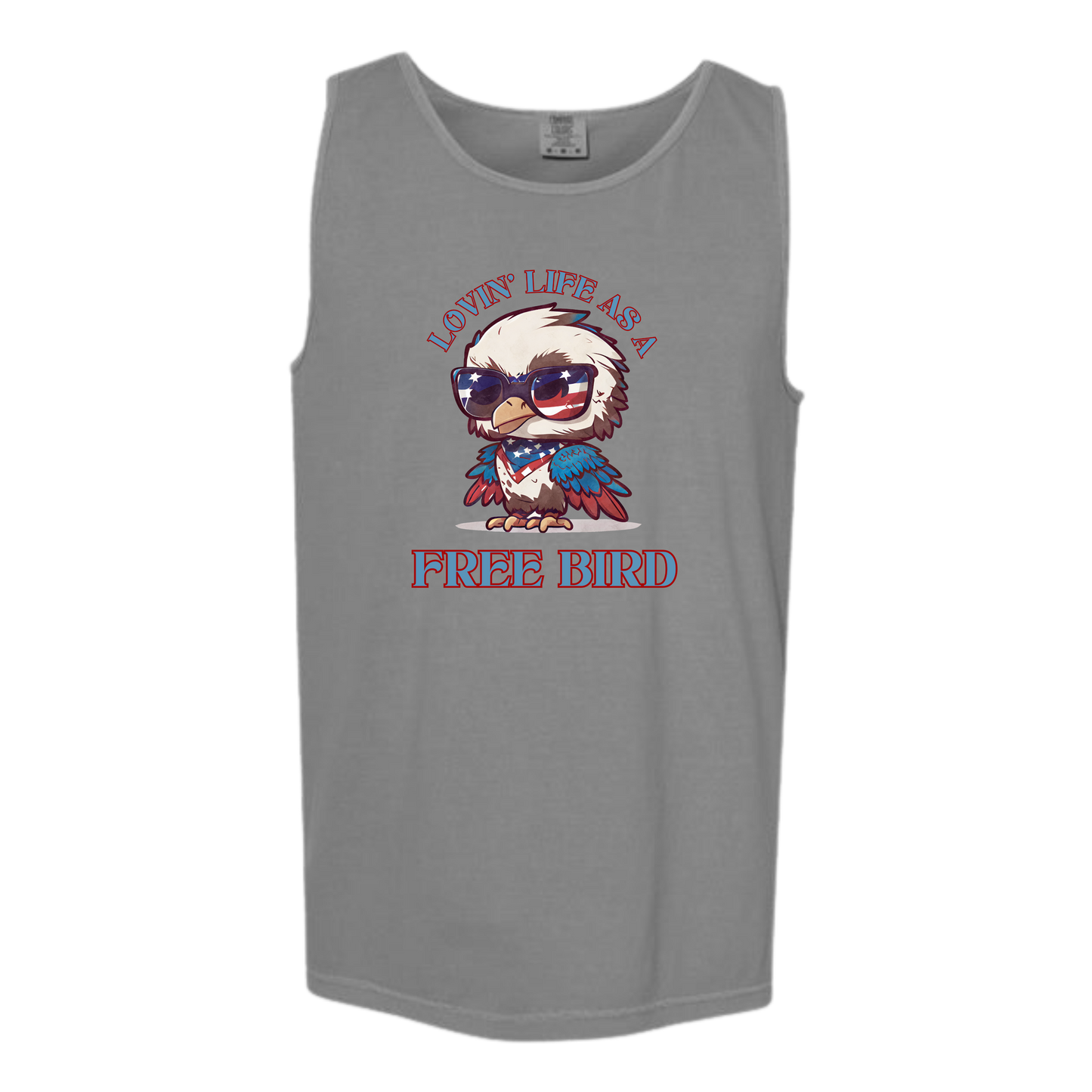 Lovin' Life as a Free Bird - Comfort Colors - Unisex Tank - Neutral Colors & Blues
