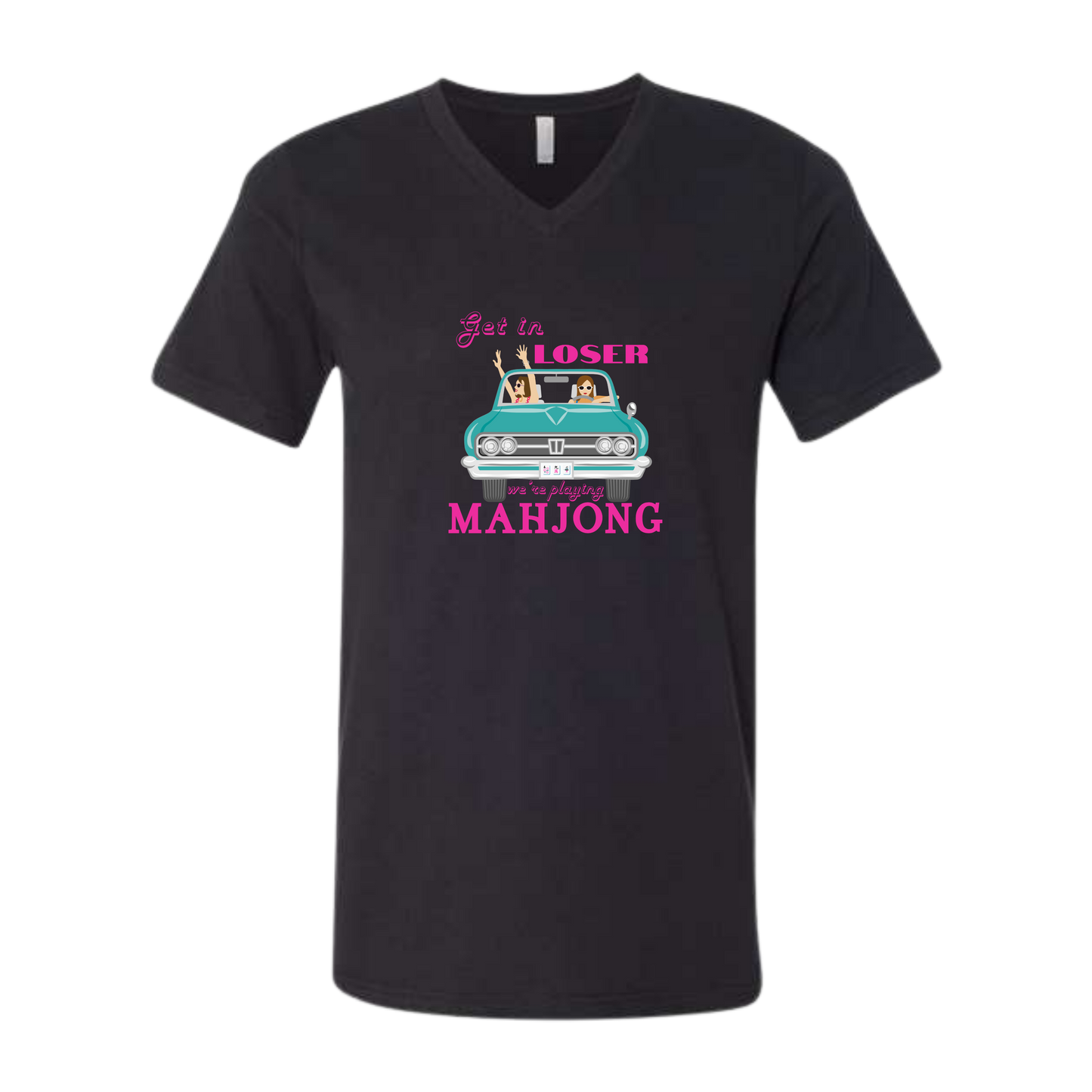 Get in Loser We're Playing Mahjong - Bella+Canvas - Unisex V-Neck - Neutral Colors