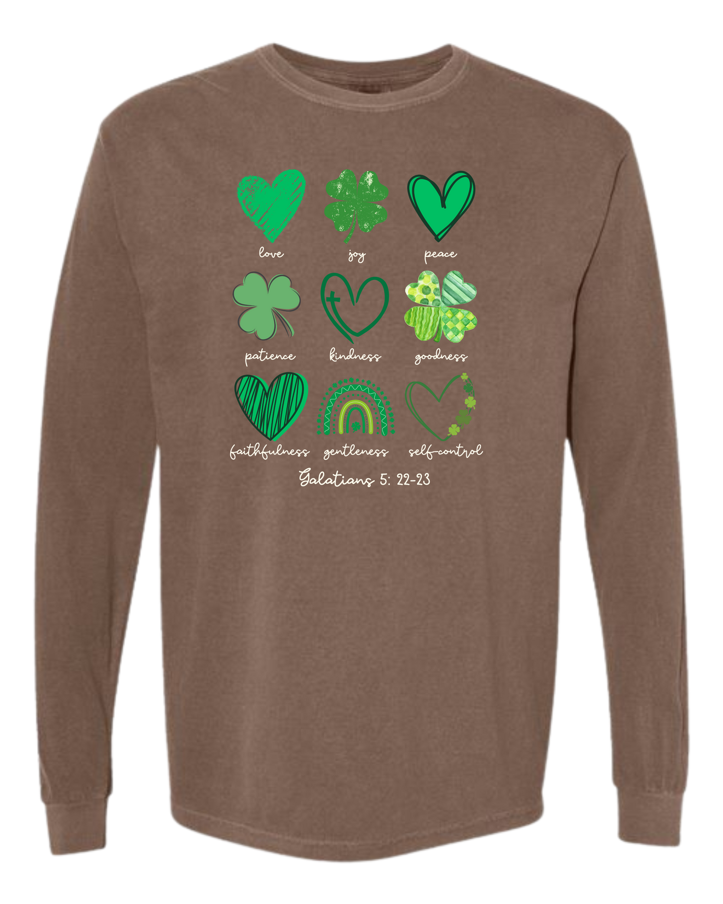 Galatians 5 - St Patrick's Day - Comfort Colors - Heavyweight Long Sleeve Tee - Neutral Colors