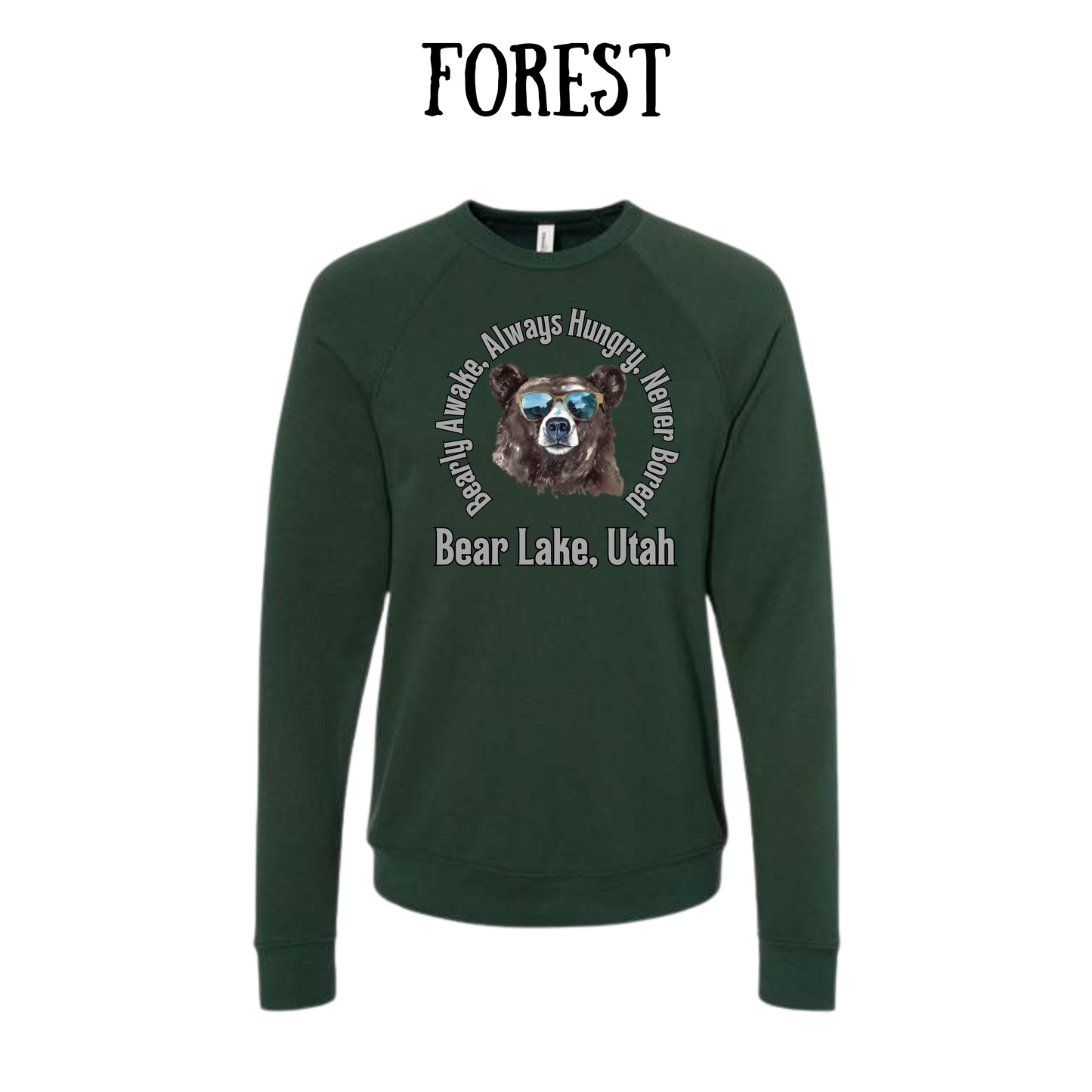 CP - Bear Lake Utah - Sponge Fleece Raglan Sweatshirt - Greens, Neutrals