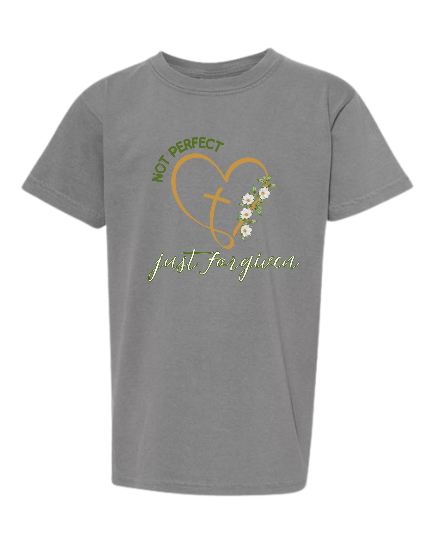 Not Perfect Just Forgiven - Comfort Colors - Heavyweight Youth Tee - Neutral Colors & Blues