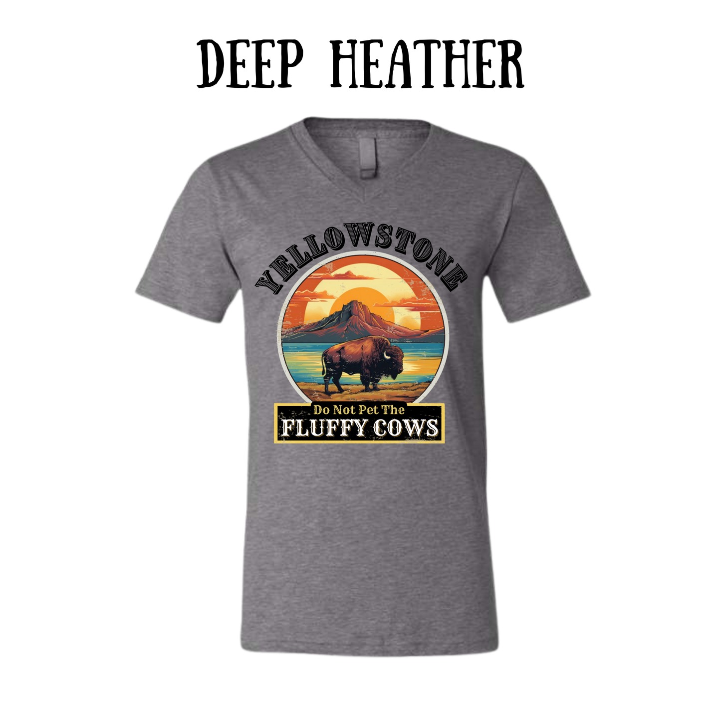 CP - Yellowstone: Fluffy Cows - Unisex V-Neck - Neutral Colors