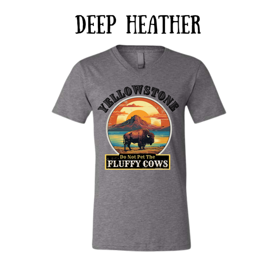CP - Yellowstone: Fluffy Cows - Unisex V-Neck - Neutral Colors