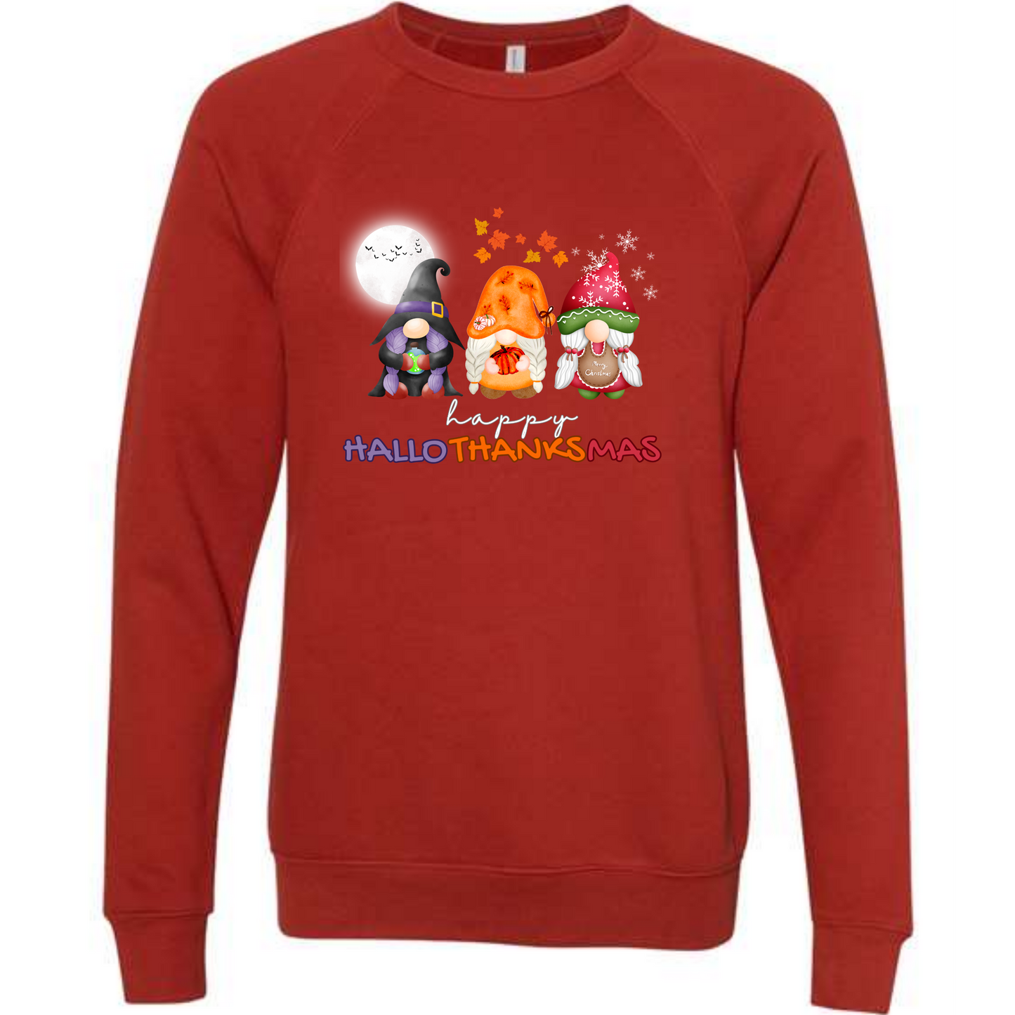 Happy Hallothanksmas Gnomes - Sponge Fleece Raglan Sweatshirt - Assorted Colors