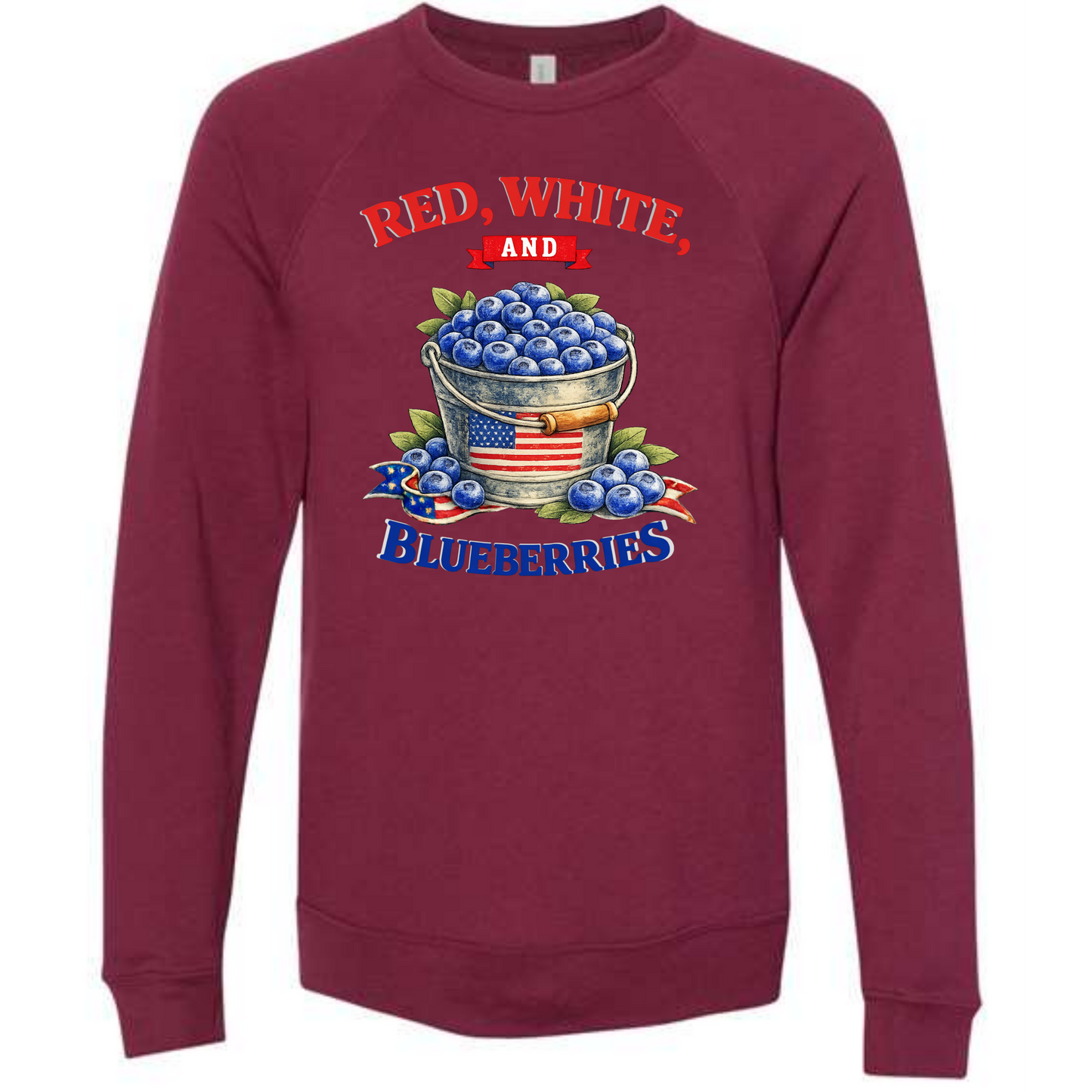 Red, White, And Blueberries - Sponge Fleece Raglan Sweatshirt - Assorted Colors