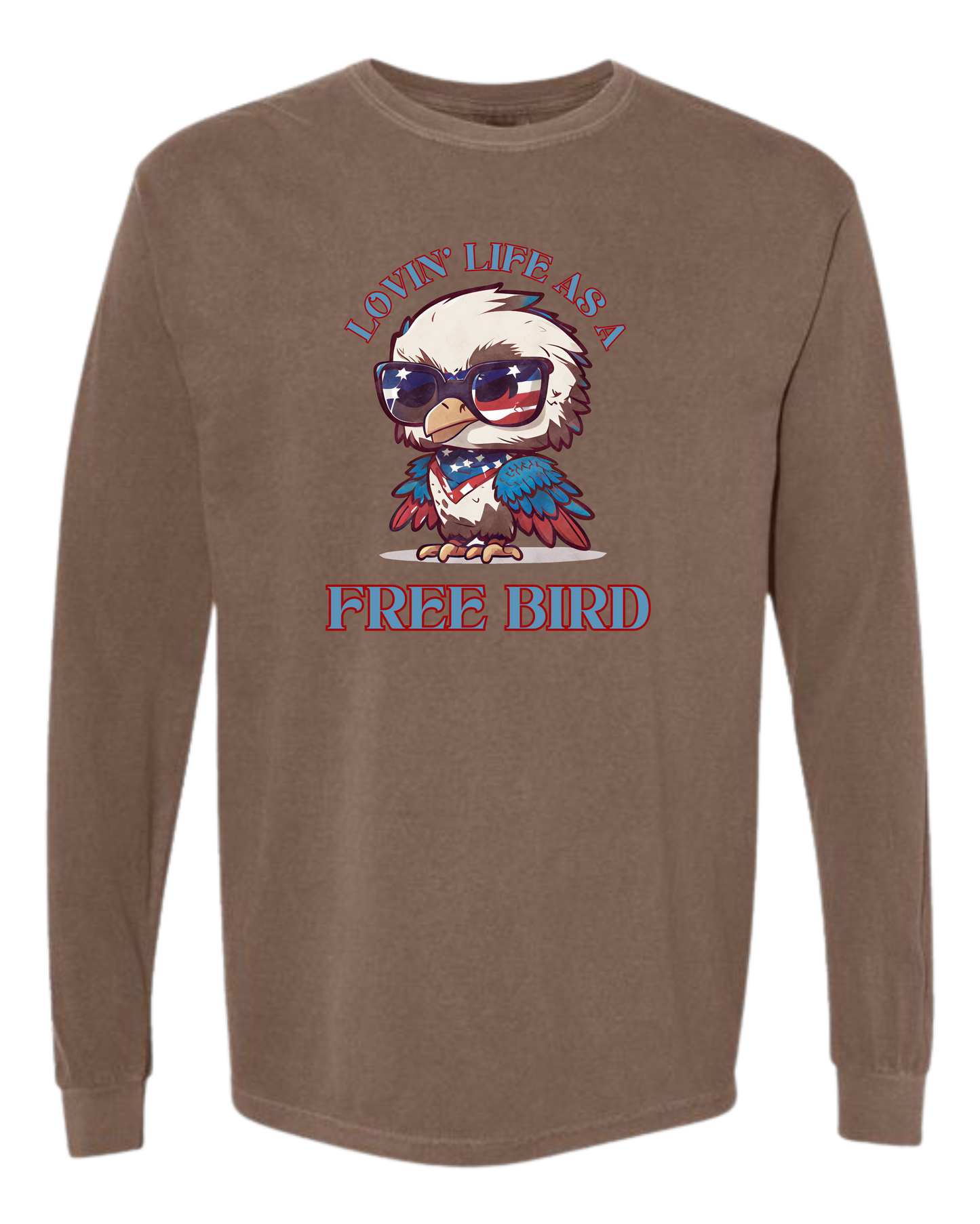 Lovin' Life as a Free Bird - Comfort Colors - Heavyweight Long Sleeve Tee - Neutral Colors