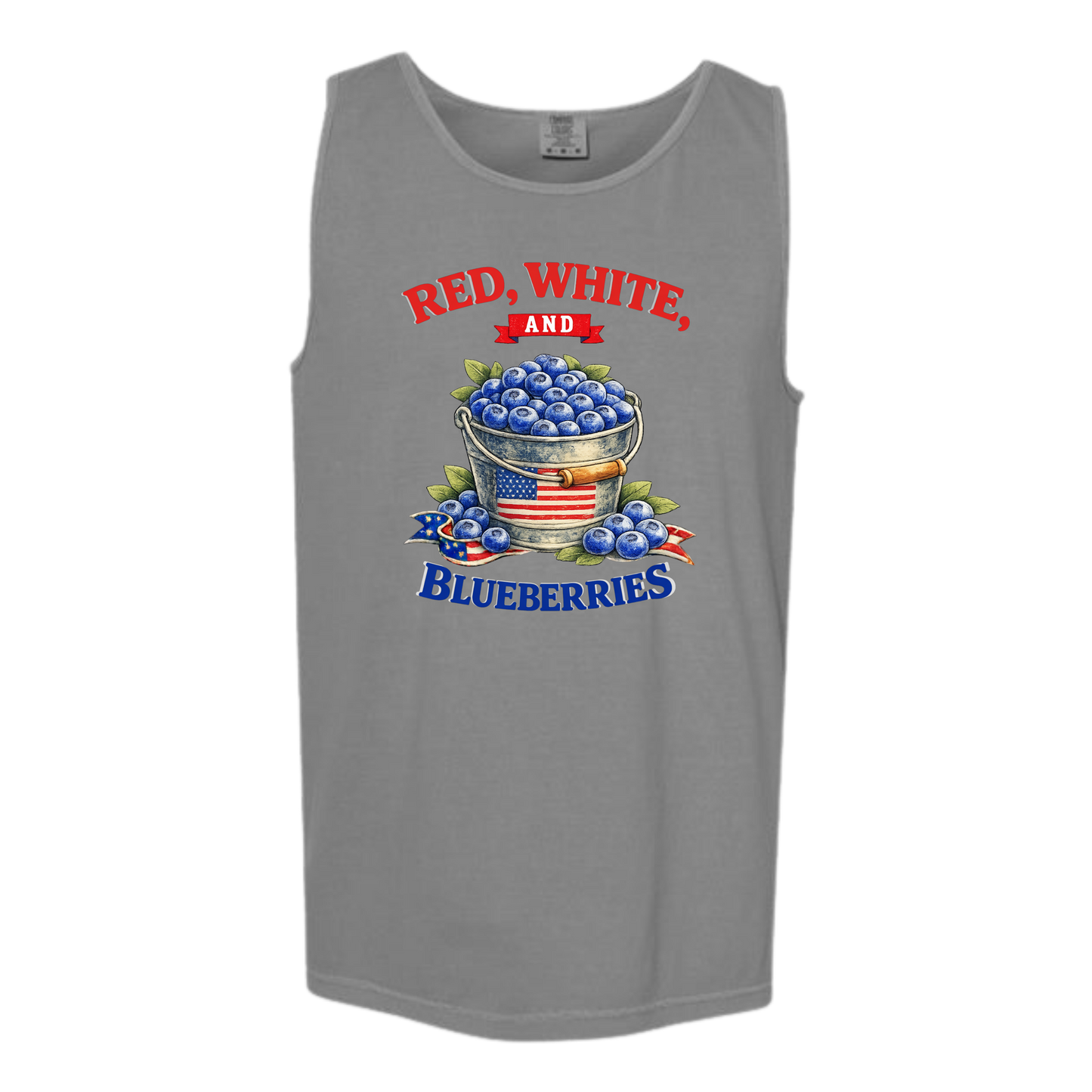 Red, White, And Blueberries - Comfort Colors - Unisex Tank - Neutral Colors & Blues