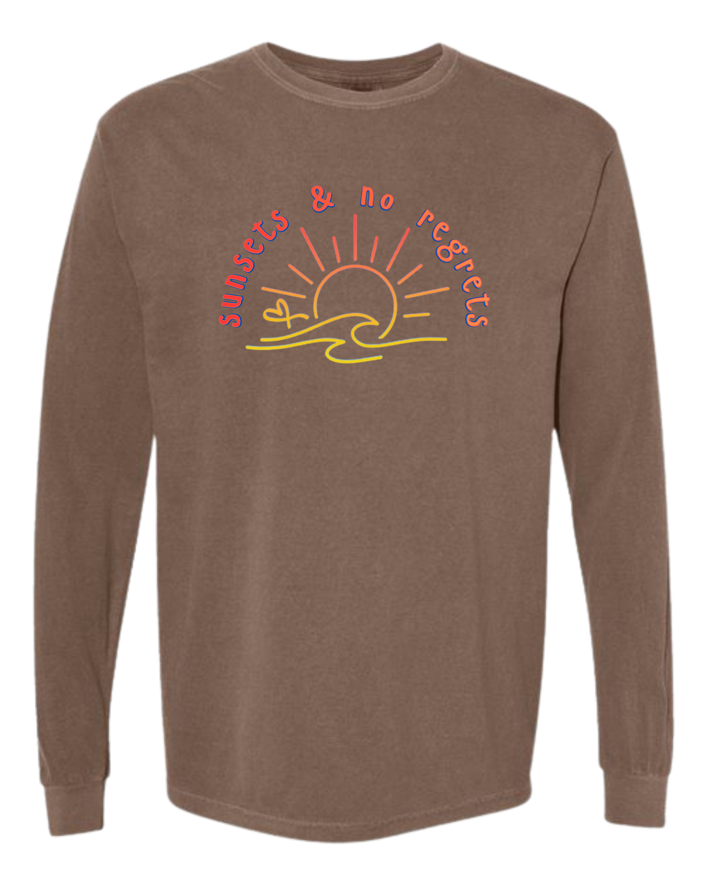 Sunsets & No Regrets - Comfort Colors - Heavyweight Long Sleeve Tee - Neutral Colors