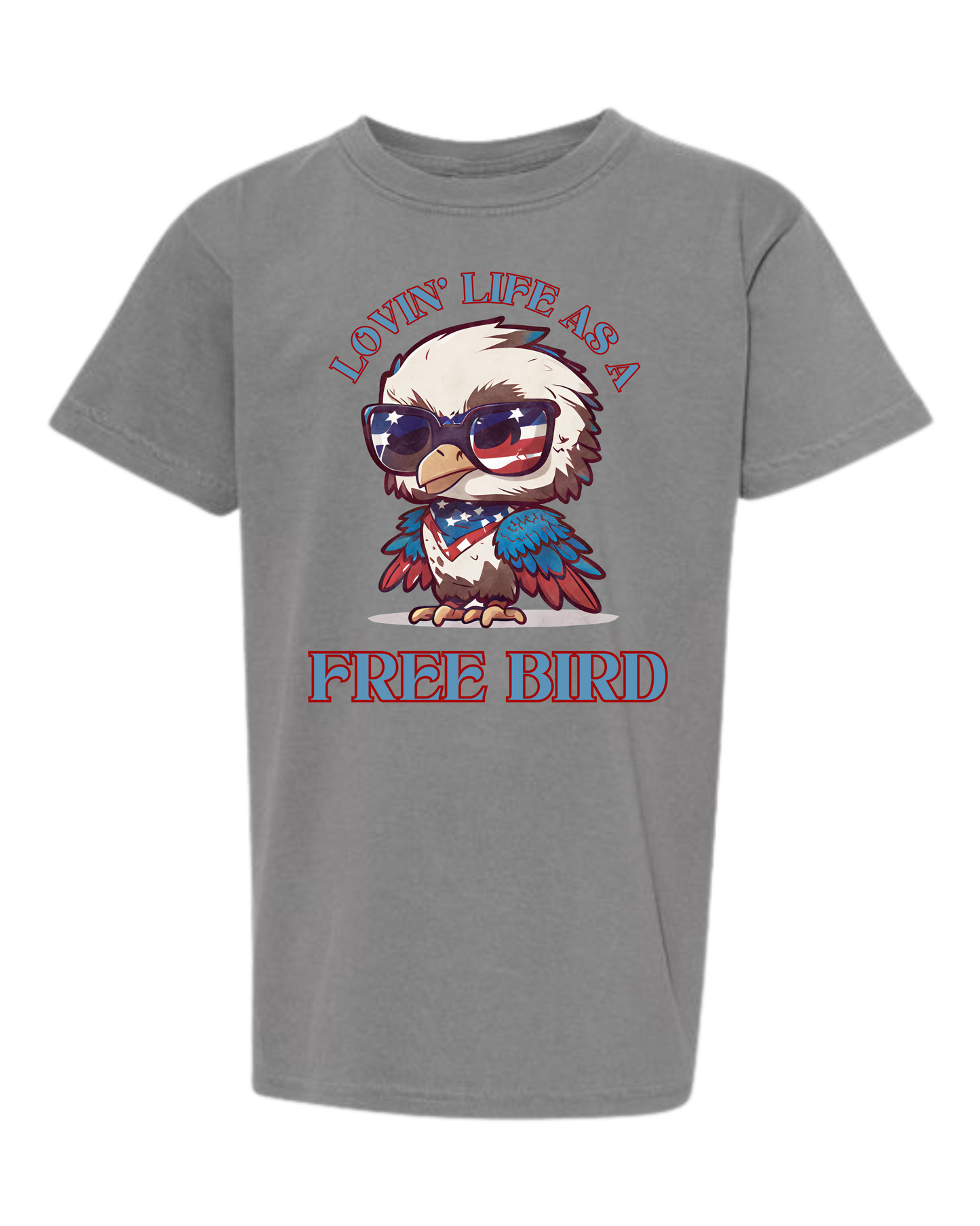 Lovin' Life as a Free Bird - Comfort Colors - Heavyweight Youth Tee - Neutral Colors & Blues