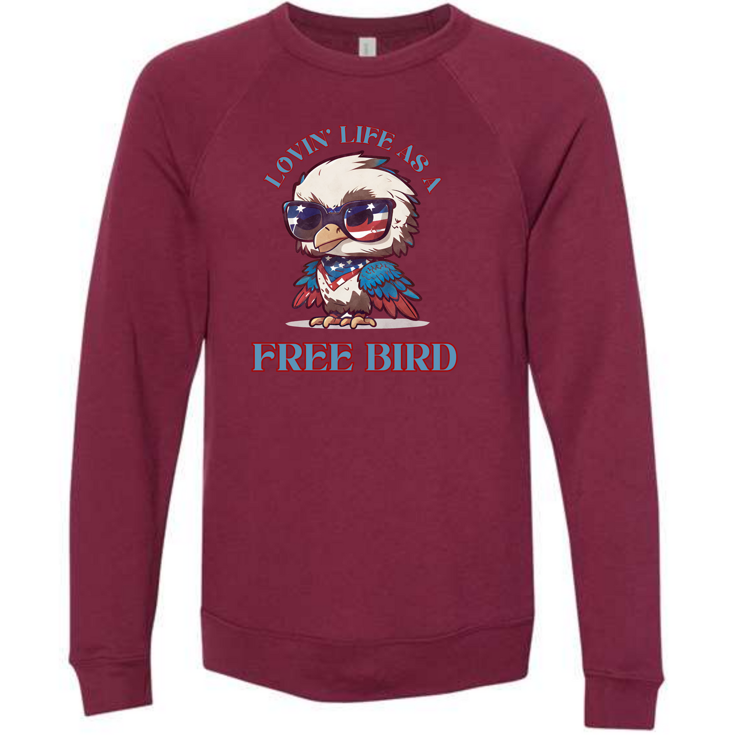Lovin' Life as a Free Bird - Sponge Fleece Raglan Sweatshirt - Assorted Colors