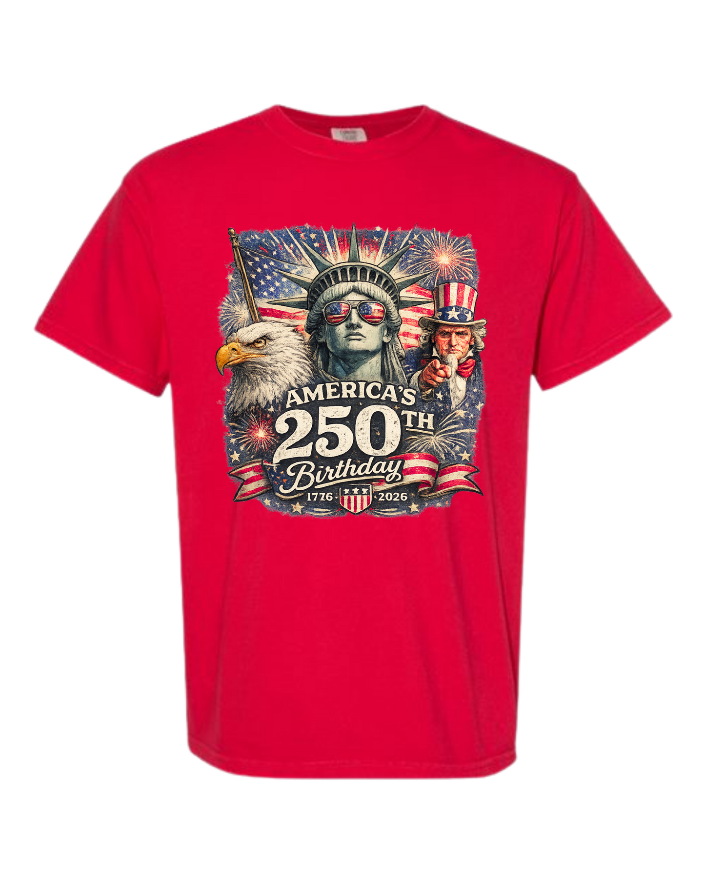 America's 250th Birthday - Comfort Colors - Heavyweight Unisex Tee - Yellows, Oranges, Reds