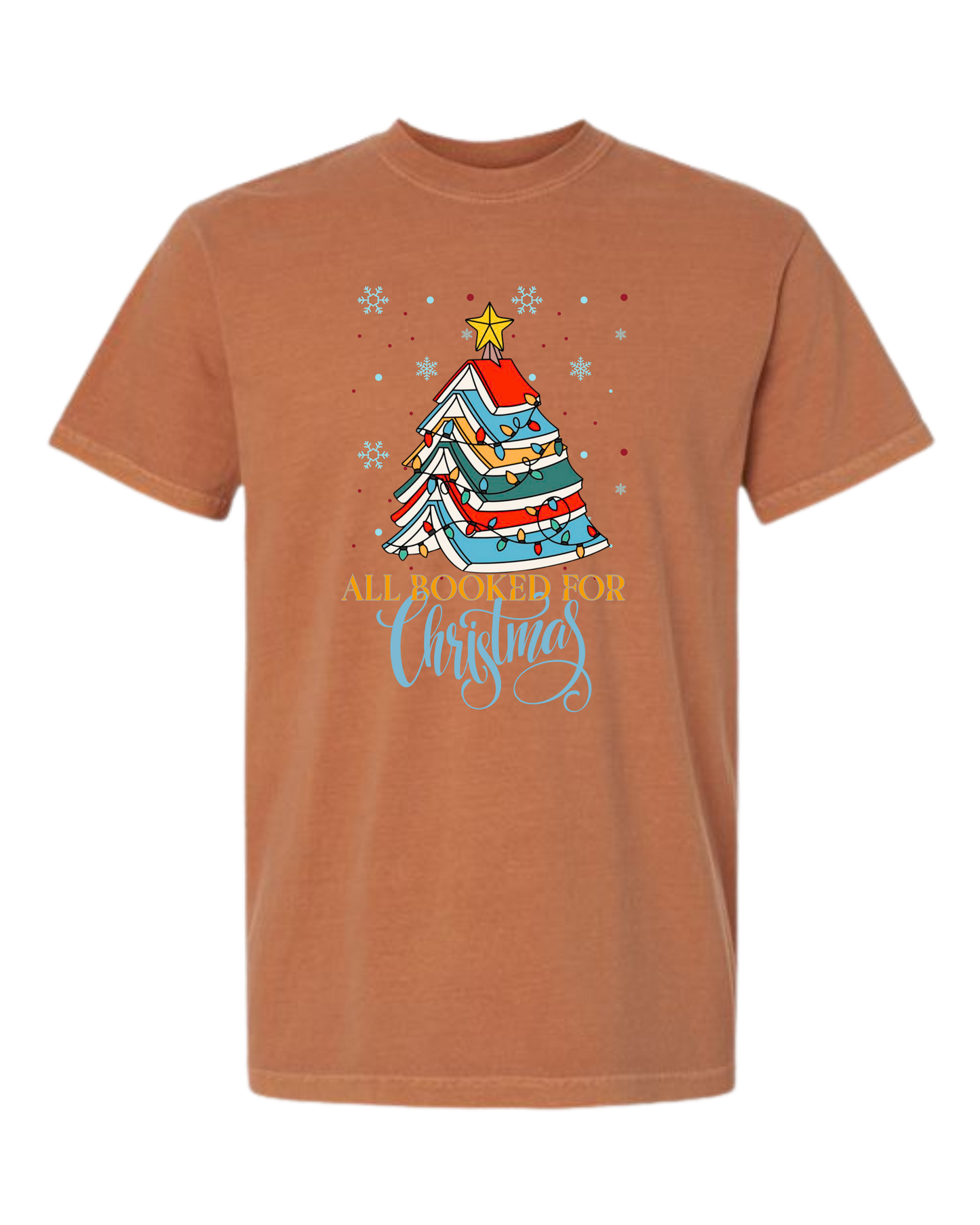 All Booked For Christmas - Comfort Colors - Heavyweight Unisex Tee - Yellows, Oranges