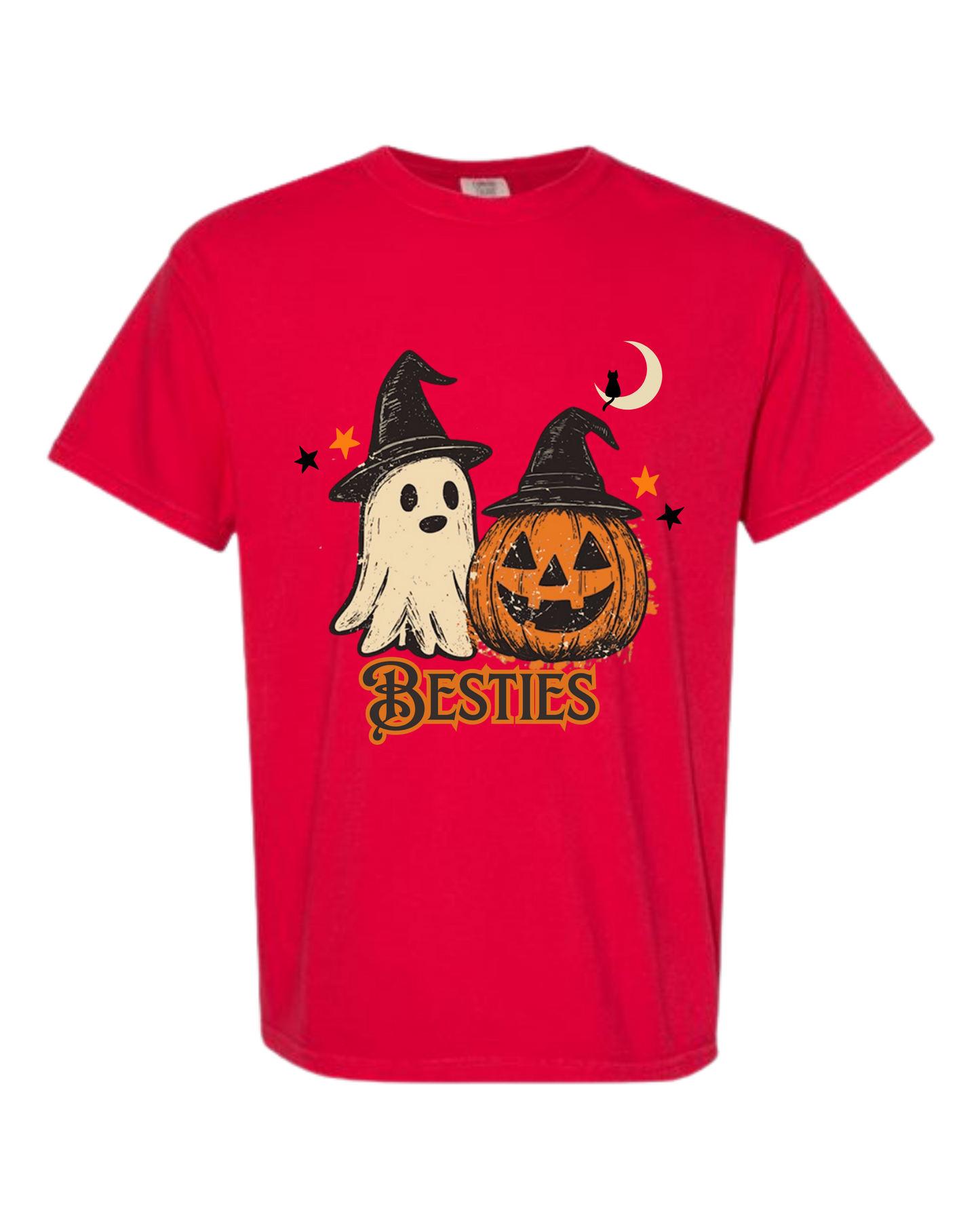 Halloween Besties - Comfort Colors - Heavyweight Unisex Tee - Yellows, Oranges, Reds